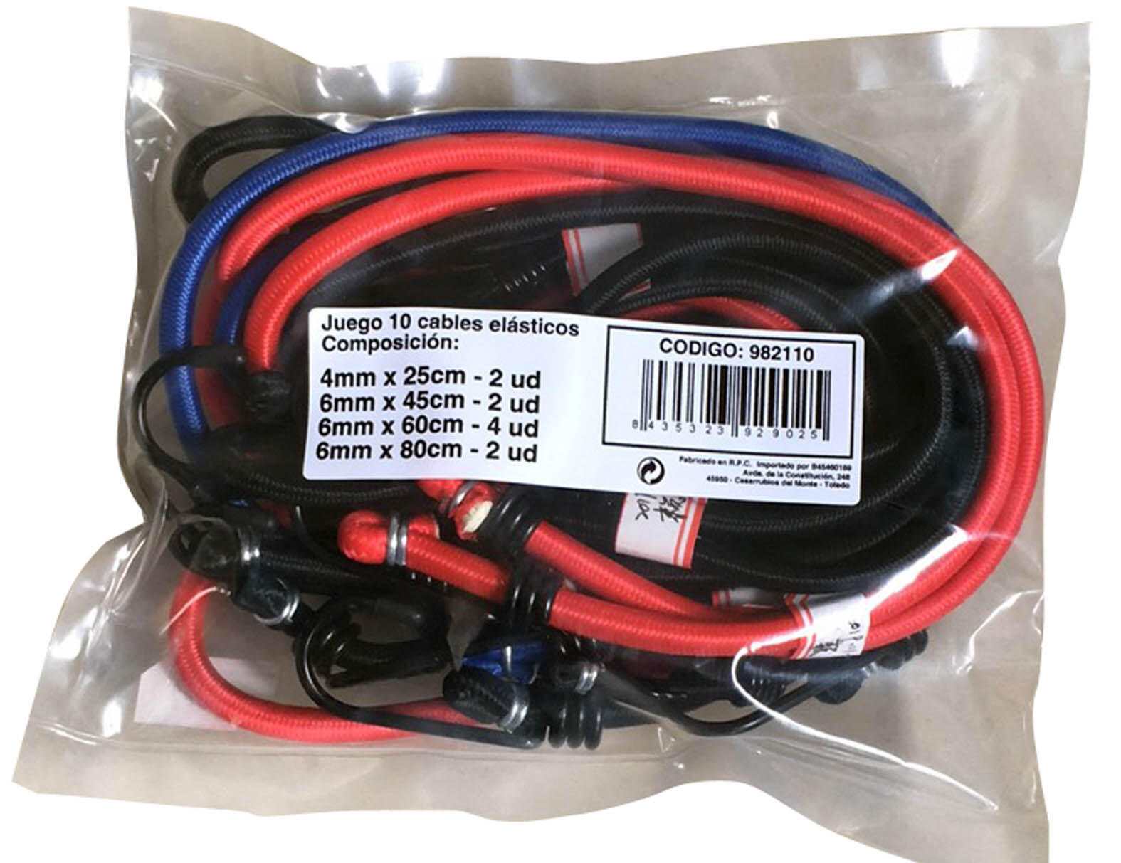 SURTIDO CABLES ELÁSTICOS CON GANCHO. 10 UDS - 2