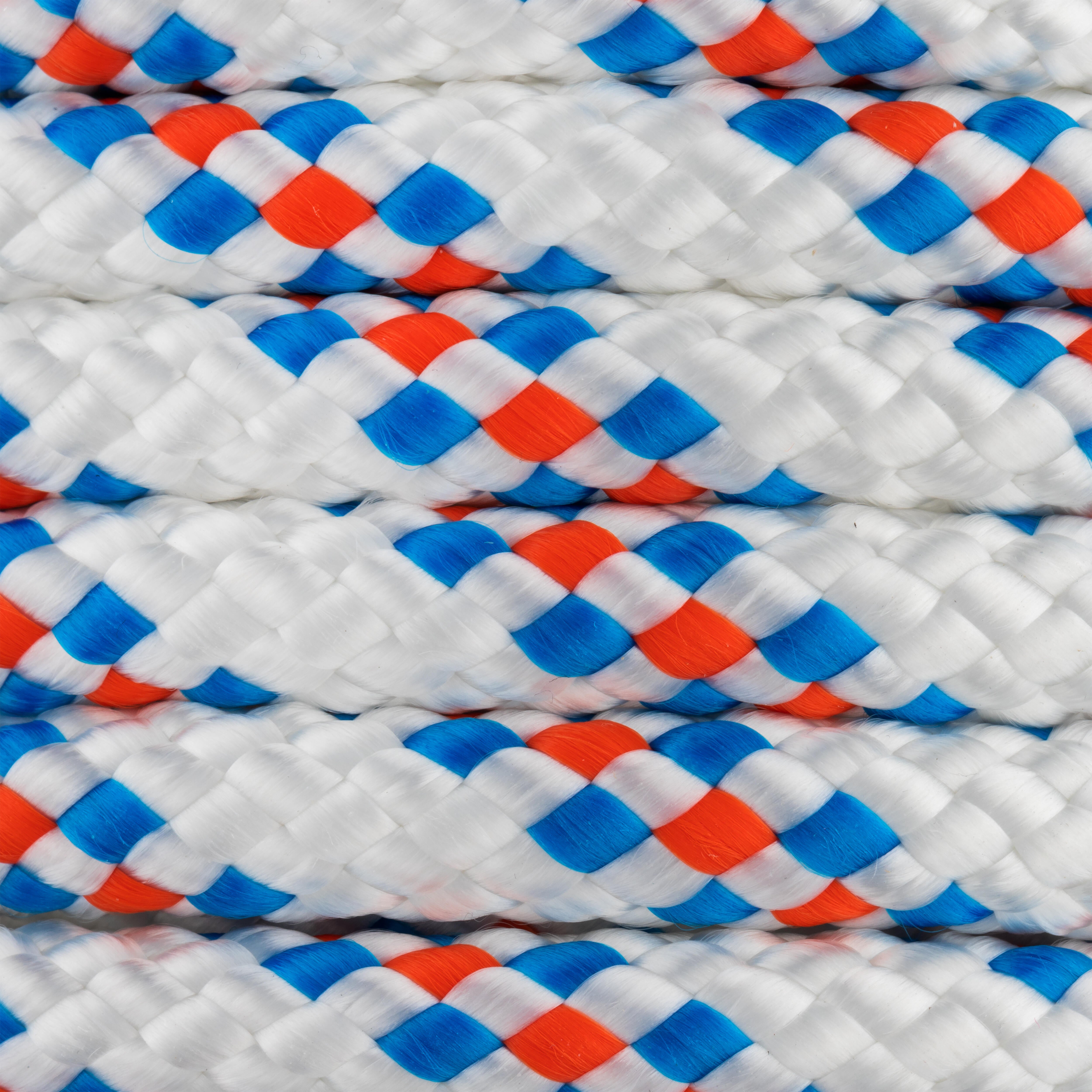 CUERDA POLIÉSTER TRENZADA 10MM 14M BLANCO PINTAS AZUL NARANJA ROMBULL - 2