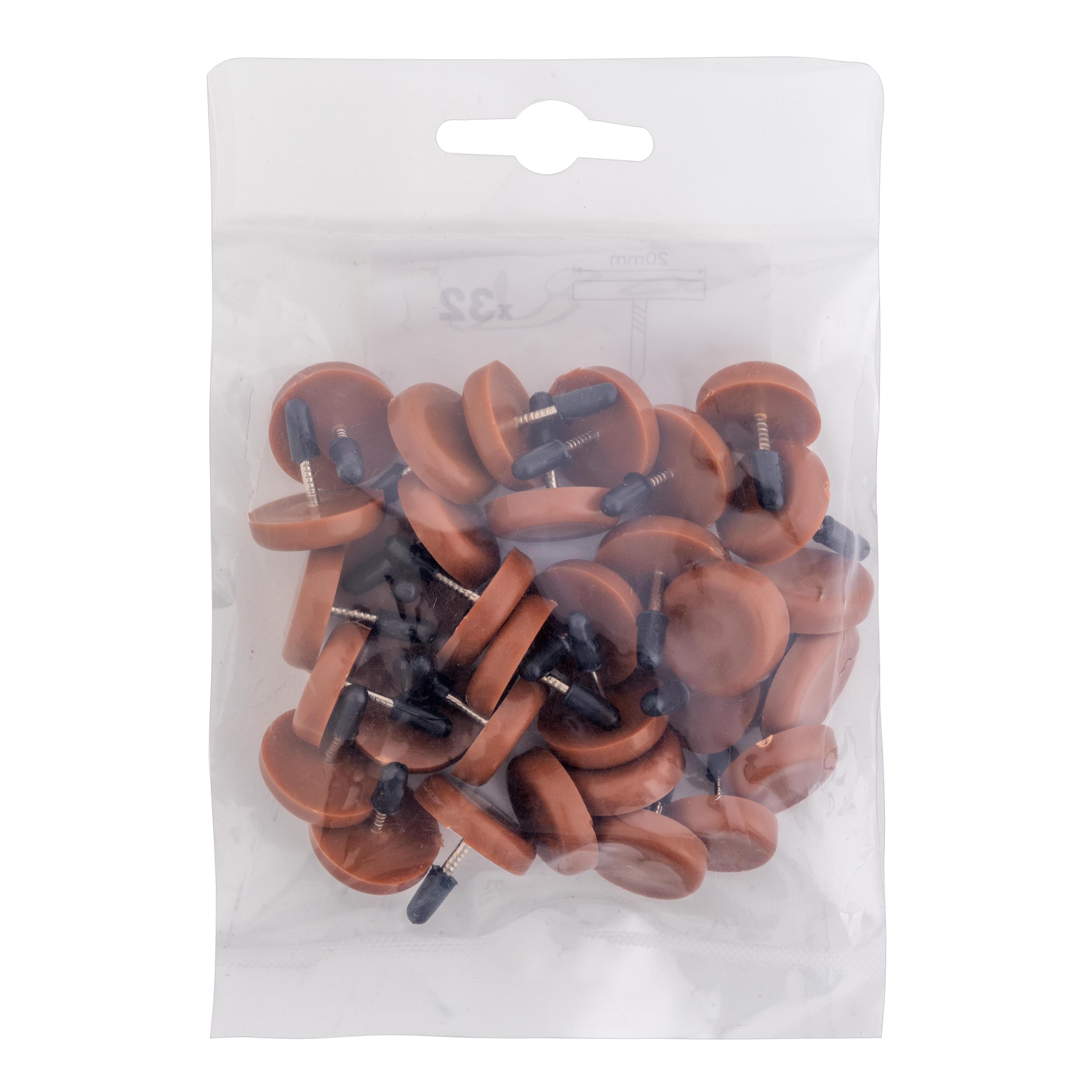 PATIN DESLIZADOR PLASTICO DE CLAVAR 20 MM MARRON. 32 UDS - 2