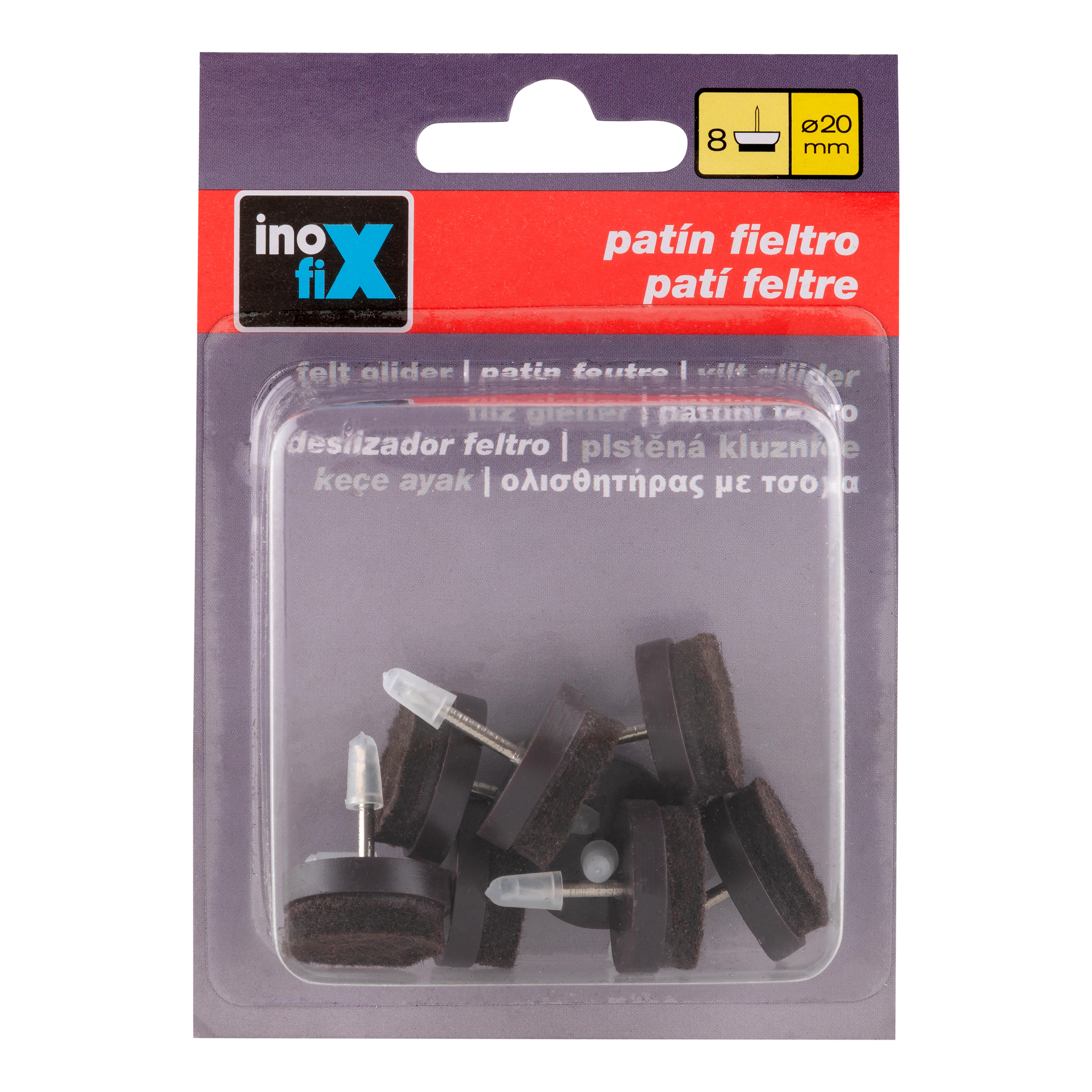 PATIN DESLIZADOR CON FIELTRO DE CLAVAR 20MM MARRON 8UDS - 2