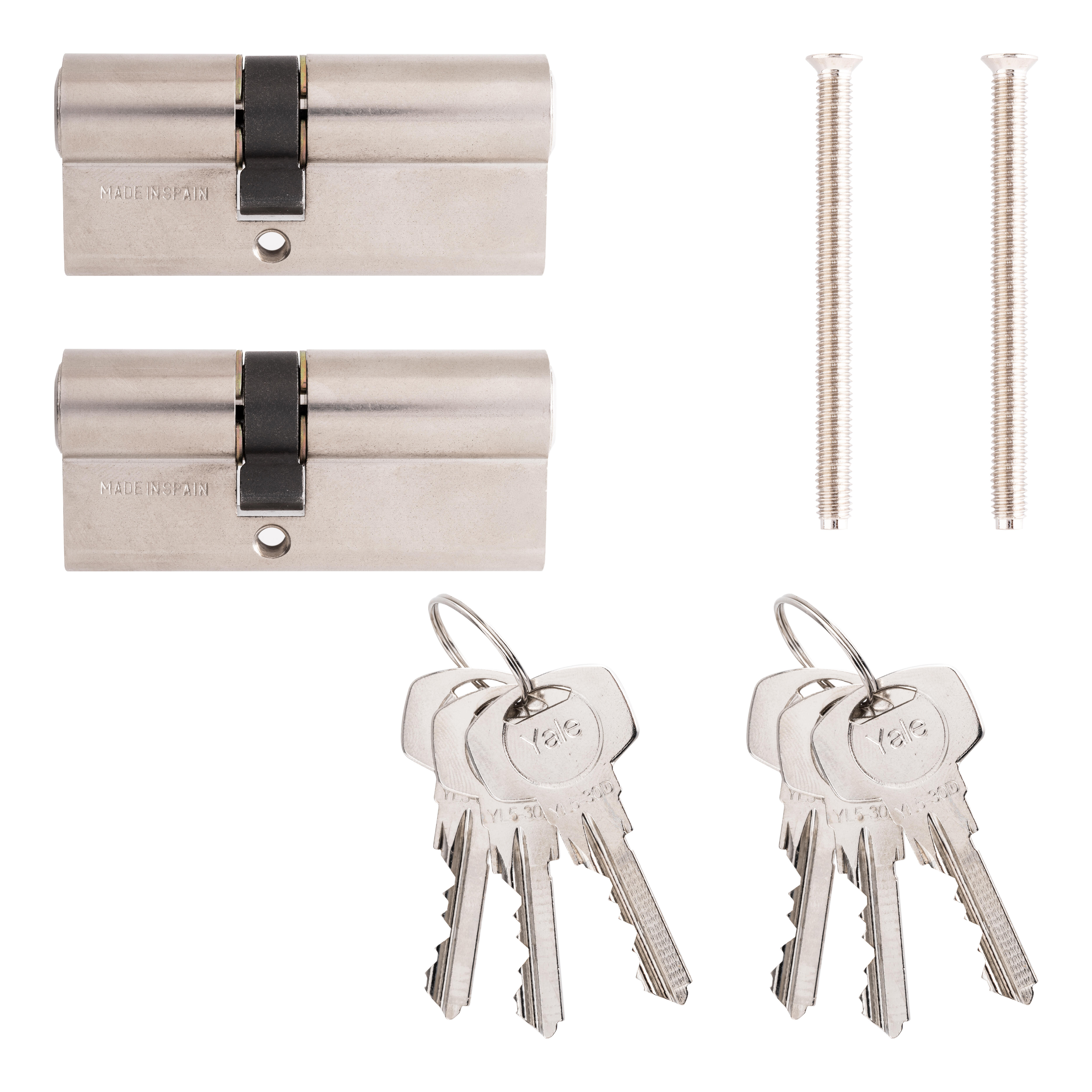 2 BOMBÍN CERRADURA 30X30MM MISMA  LLAVE 3 LLAVES YALE - 7