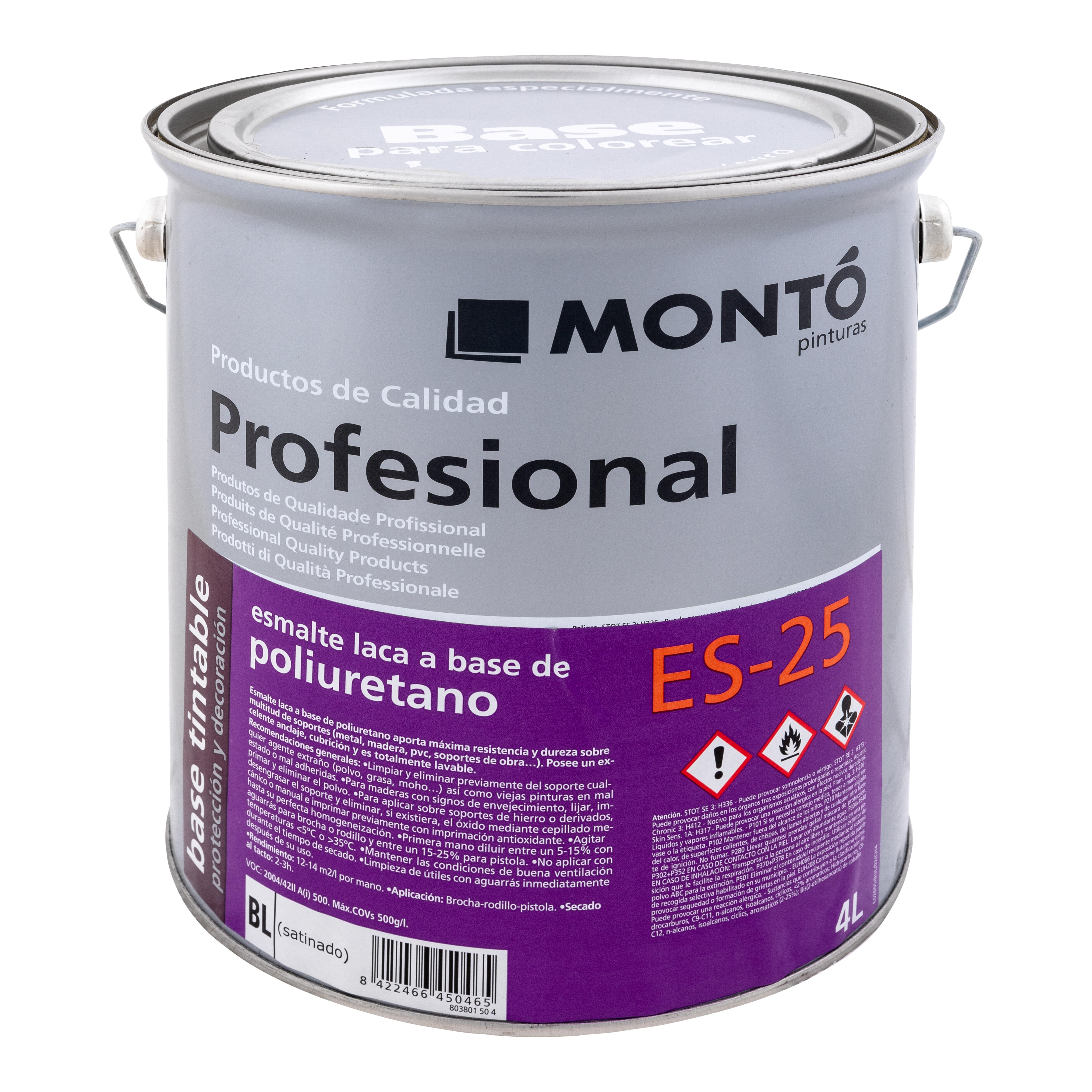 BASE LACA POLIURETANO SATINADO MONTO 4L  CLAROS - 2