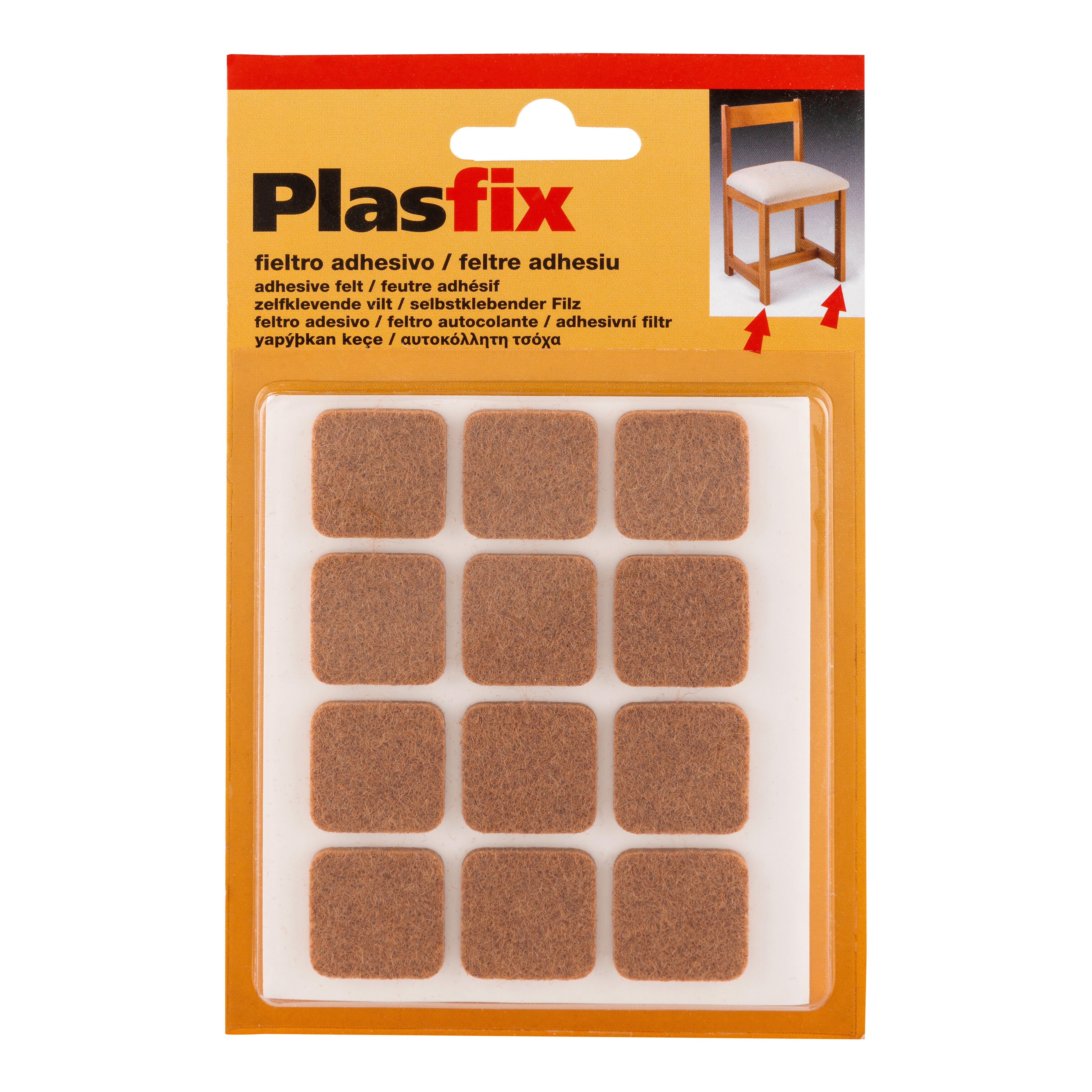 FIELTRO ADHESIVO 22MM MARRÓN. 12UDS - 2