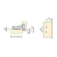 BISAGRA DE CAZOLETA 35MM APERTURA 105º ACODADA 2 UDS - 2
