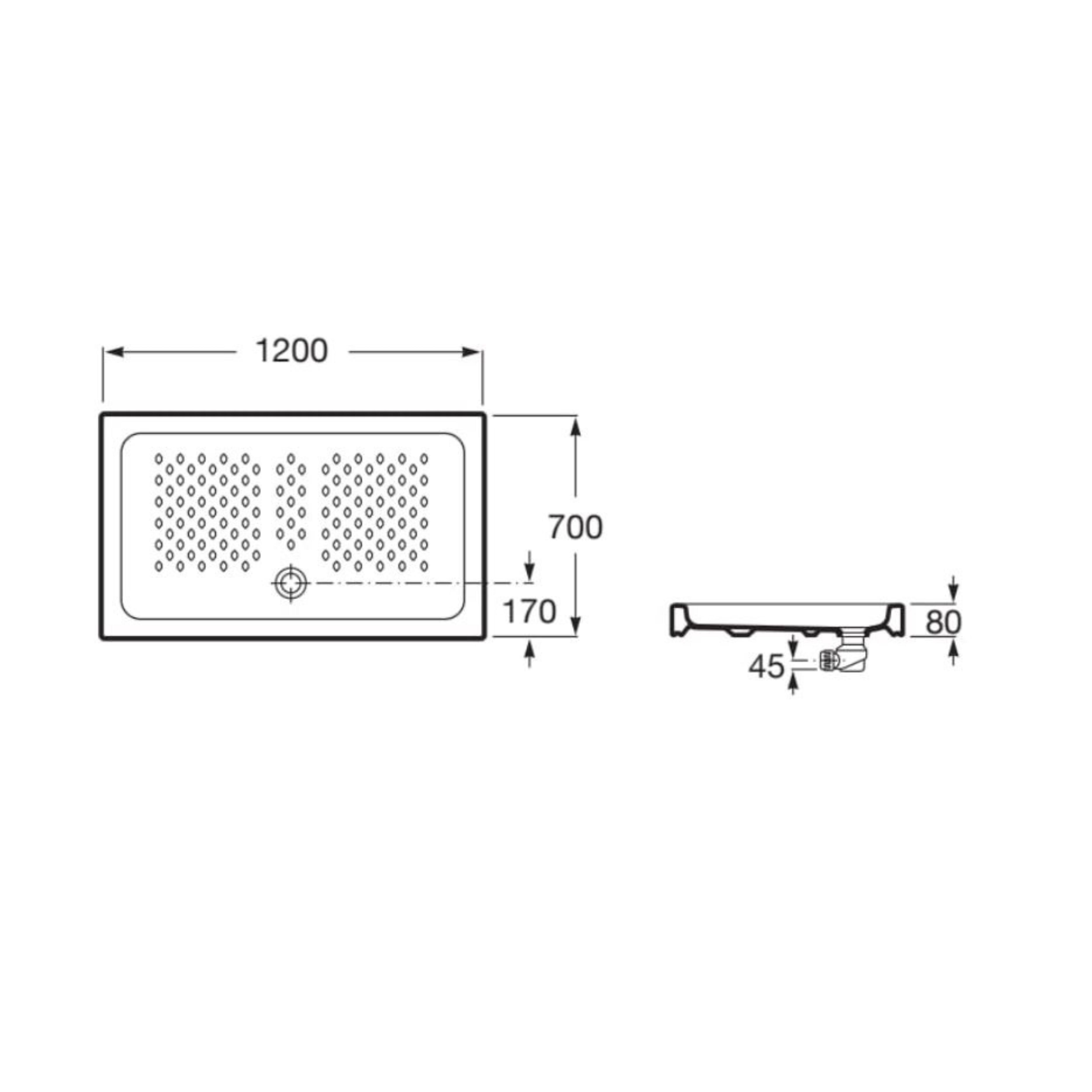 PLATO DE DUCHA CERAMICO RECTANGULAR  ROCA BLANCO 70X120CM - 4