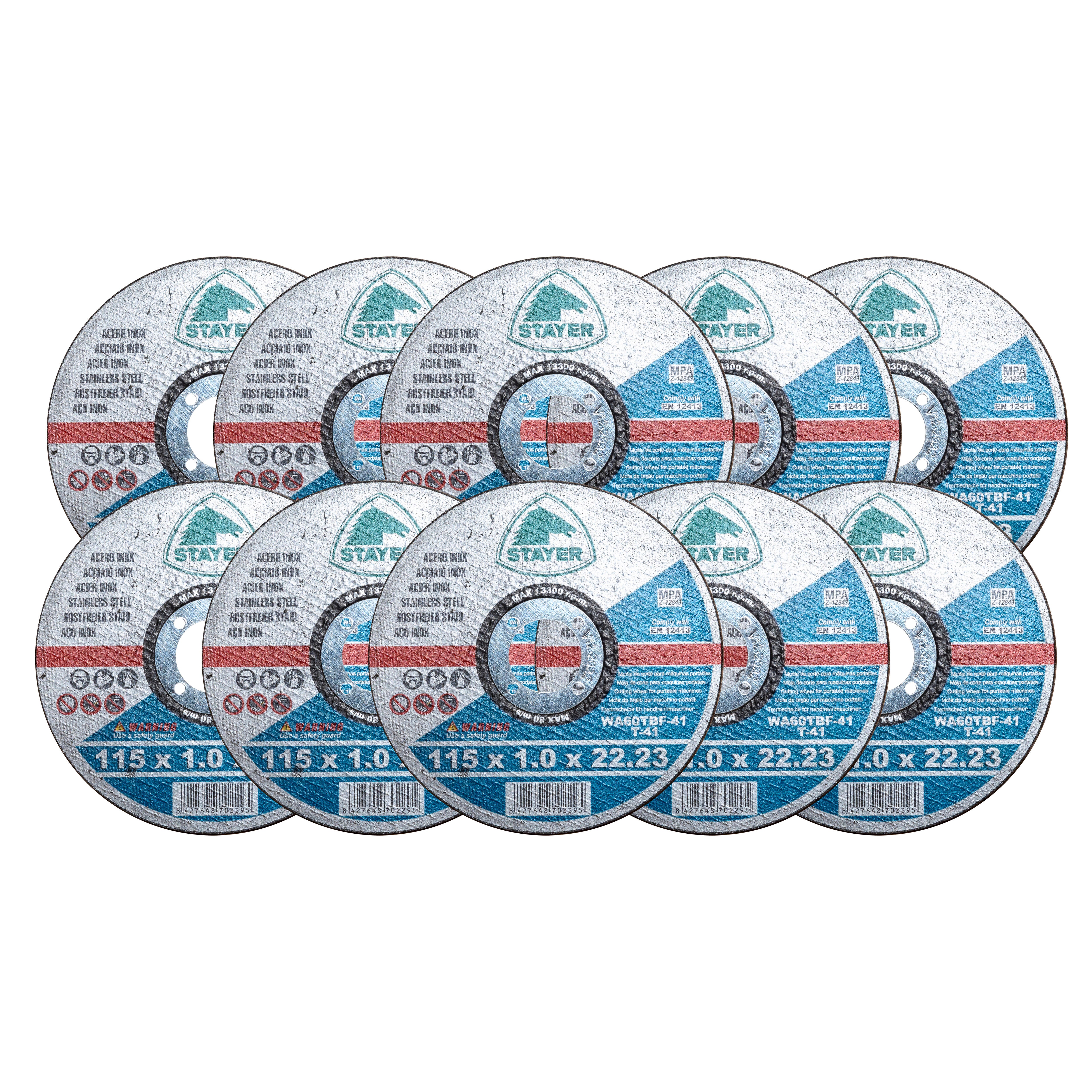 DISCO AMOLADORA CORTE FINO METAL INOX 115MM STAYER 10UDS - 2