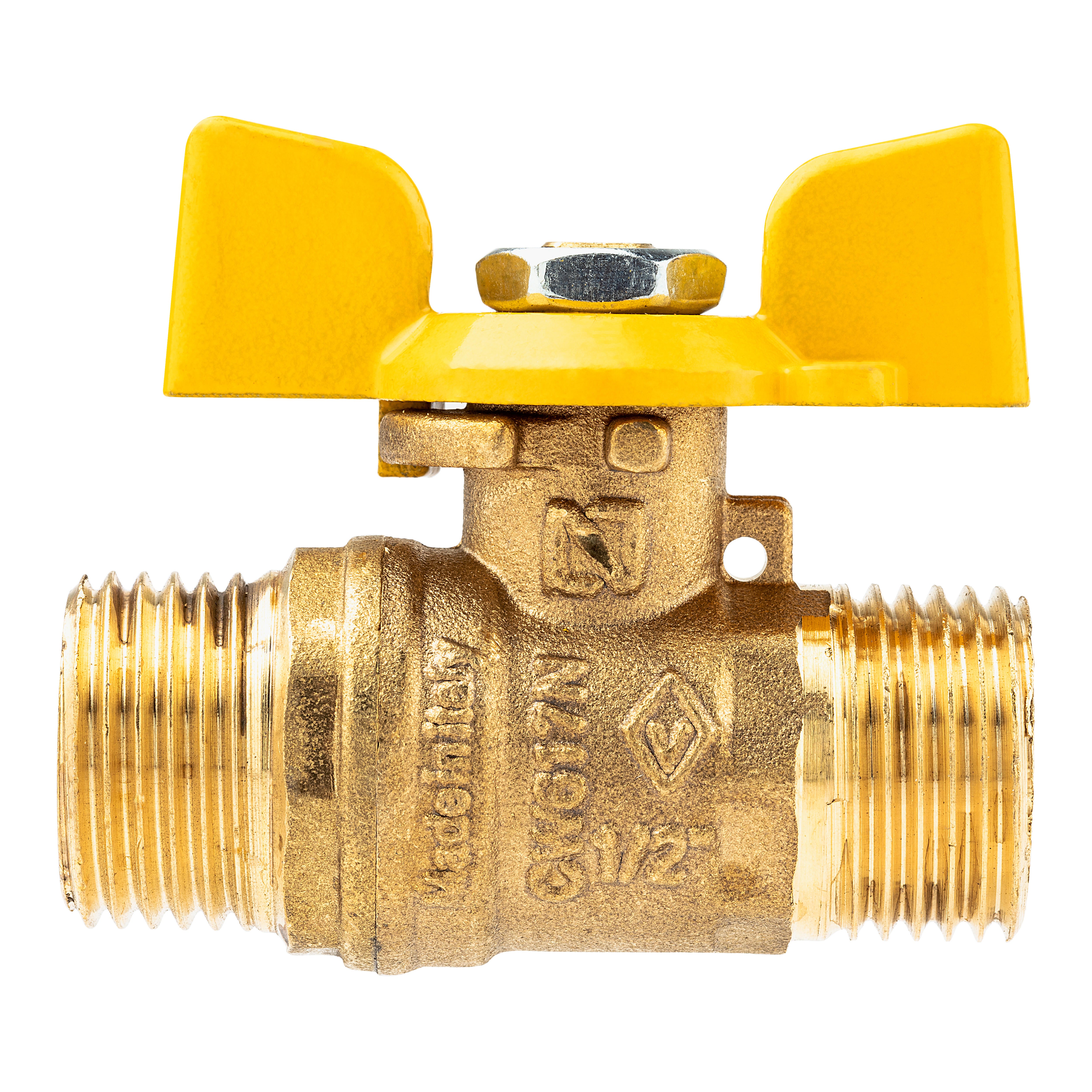 VÁLVULA GAS BUTANO MARIPOSA MACHO - MACHO Ø 1/2