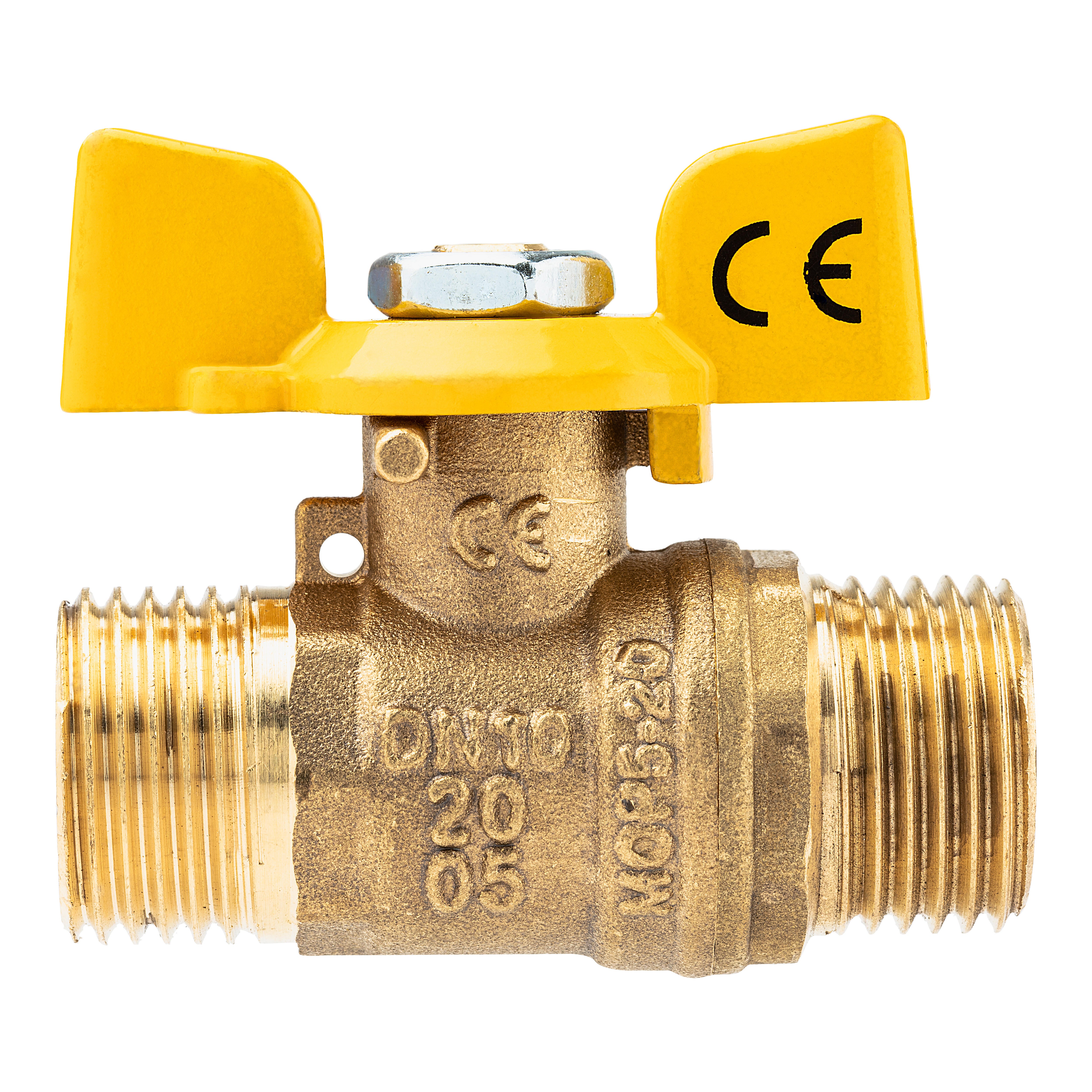 VÁLVULA GAS BUTANO MARIPOSA MACHO - MACHO Ø 1/2