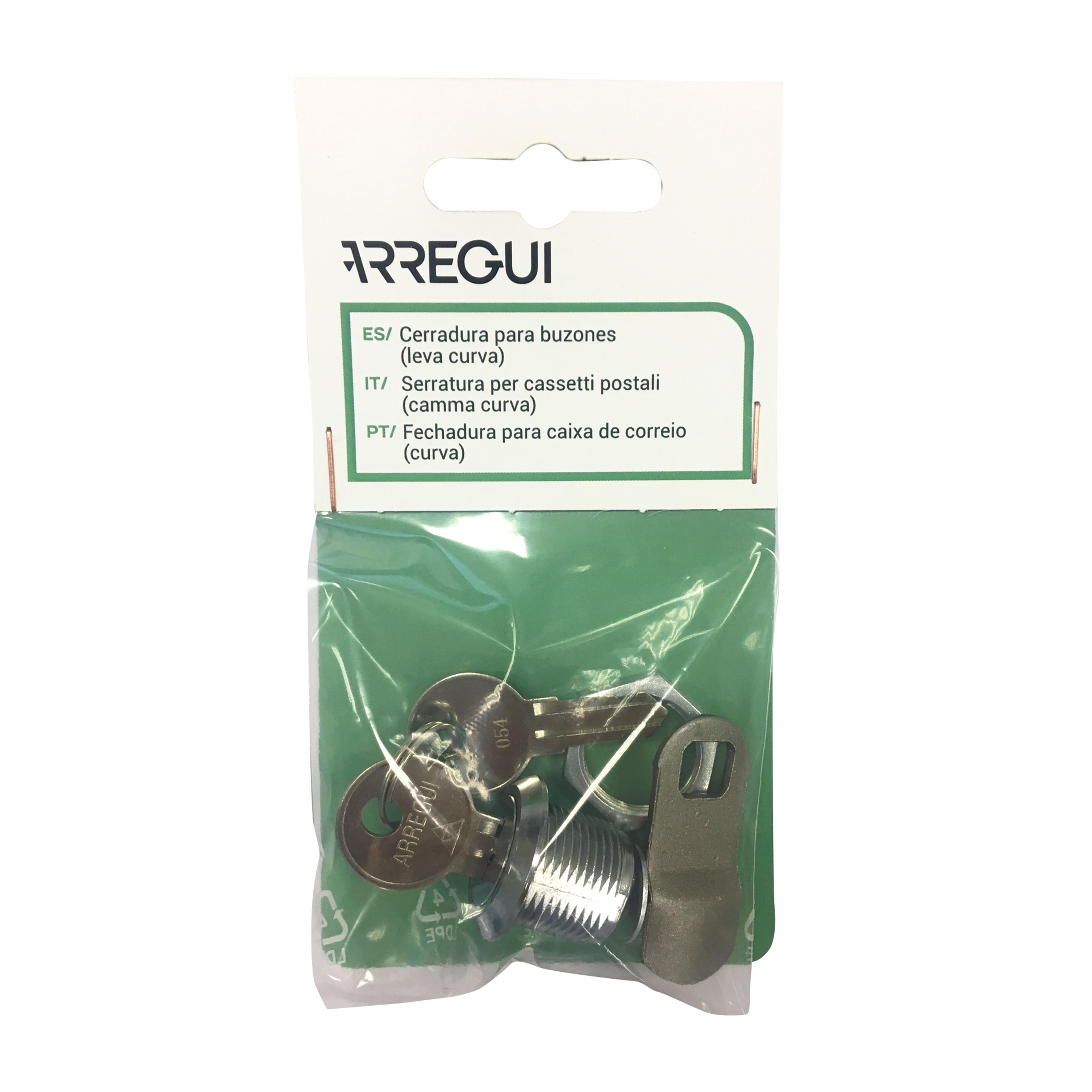 CERRADURA BUZON METALICA ACODADA NÍQUEL ARREGUI - 3