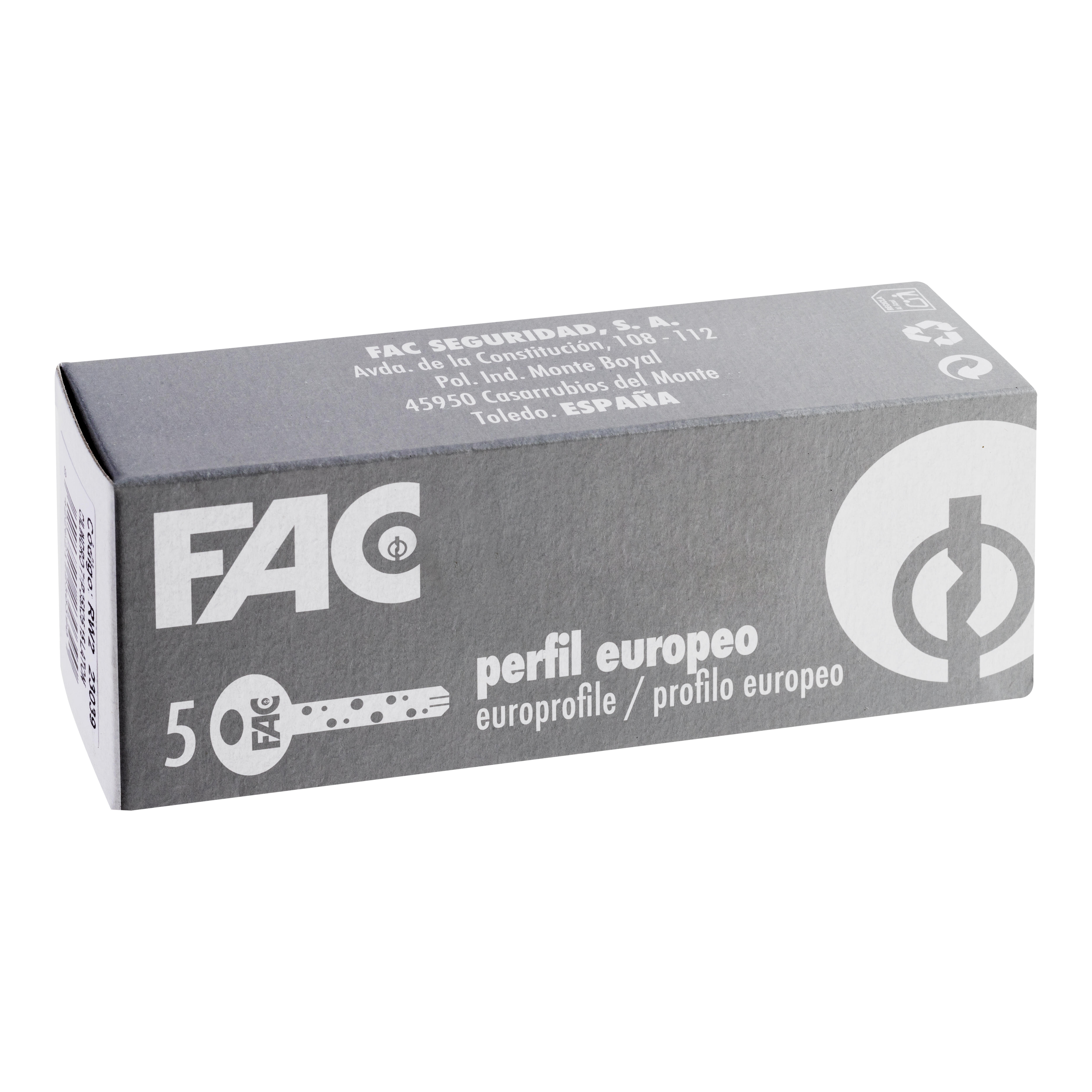 CILINDRO SEGURIDAD BOMBIN 30X40MM. PUNTOS LEVA 15MM. LATON FAC - 3