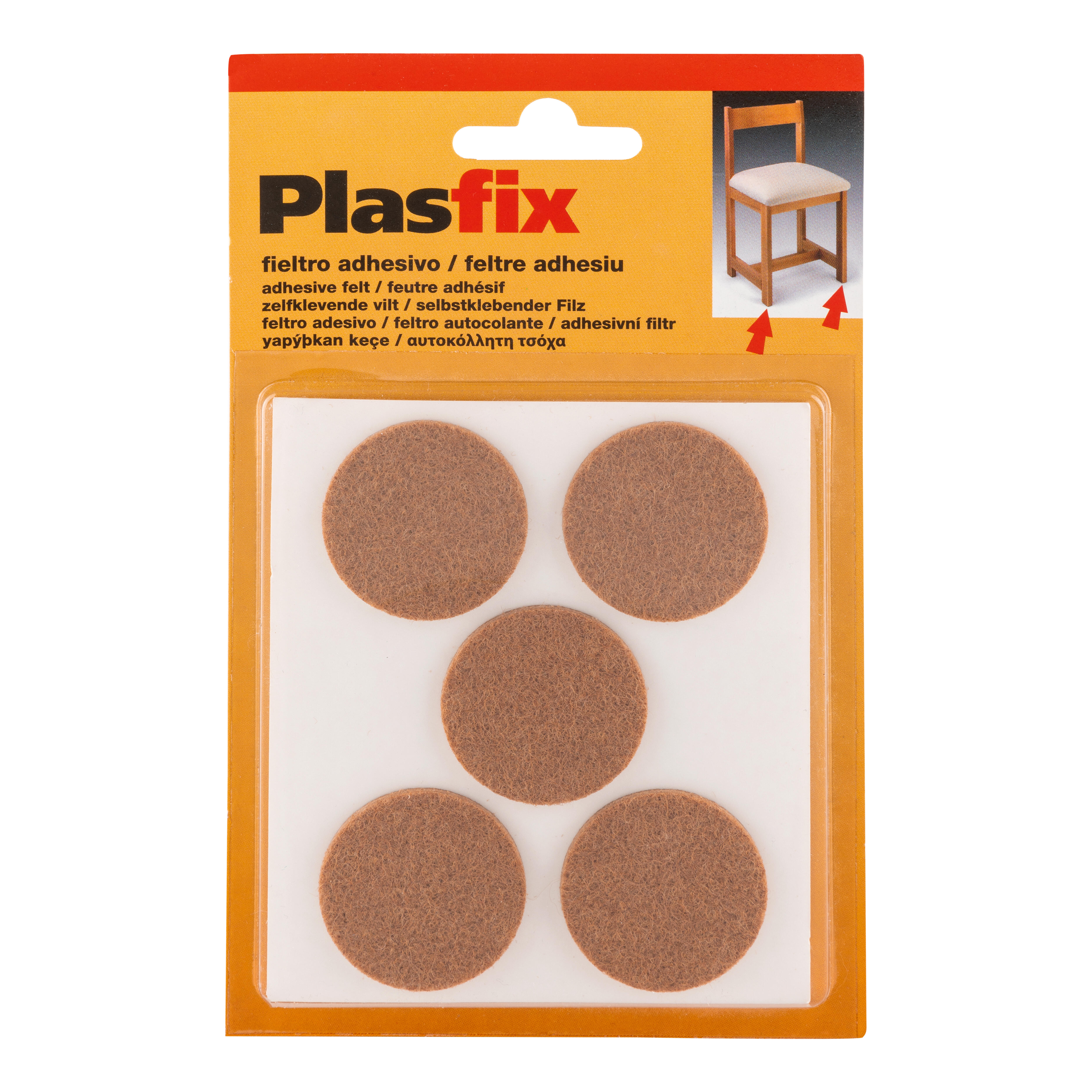 FIELTRO ADHESIVO REDONDOS  34 MM MARRON. 5 UDS - 2