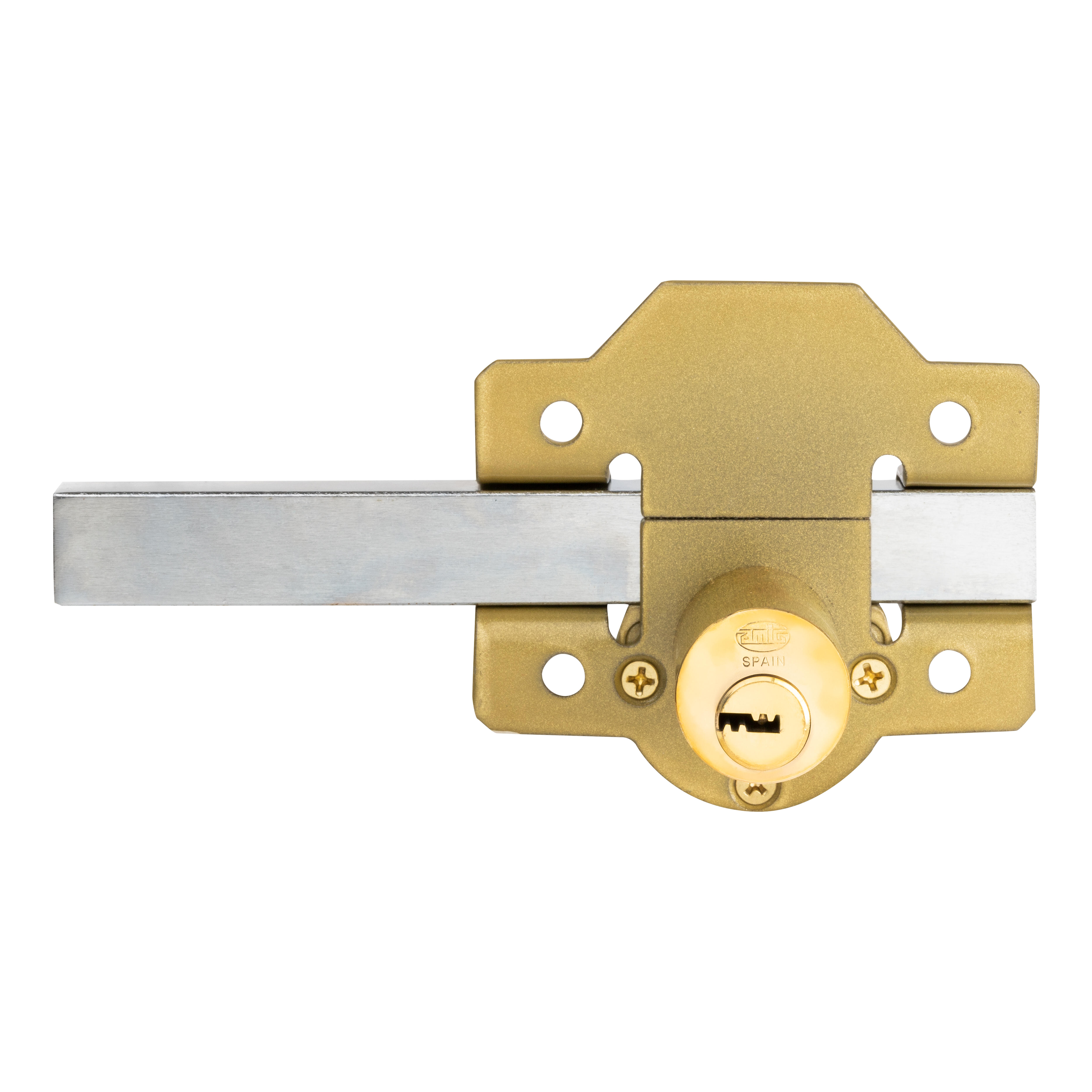 CERROJO PUERTA DE SEGURIDAD INTERIOR Y EXTERIOR PINTADO 5 LLAVES AMIG - 2