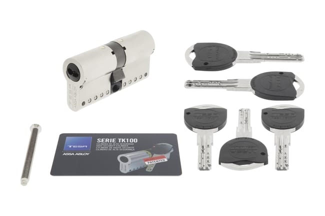 CILINDRO ALTA SEGURIDAD ANTIROTURA Y ANTIBUMPING 30 X 30  MM.  NIQUEL TK100 TESA - 1