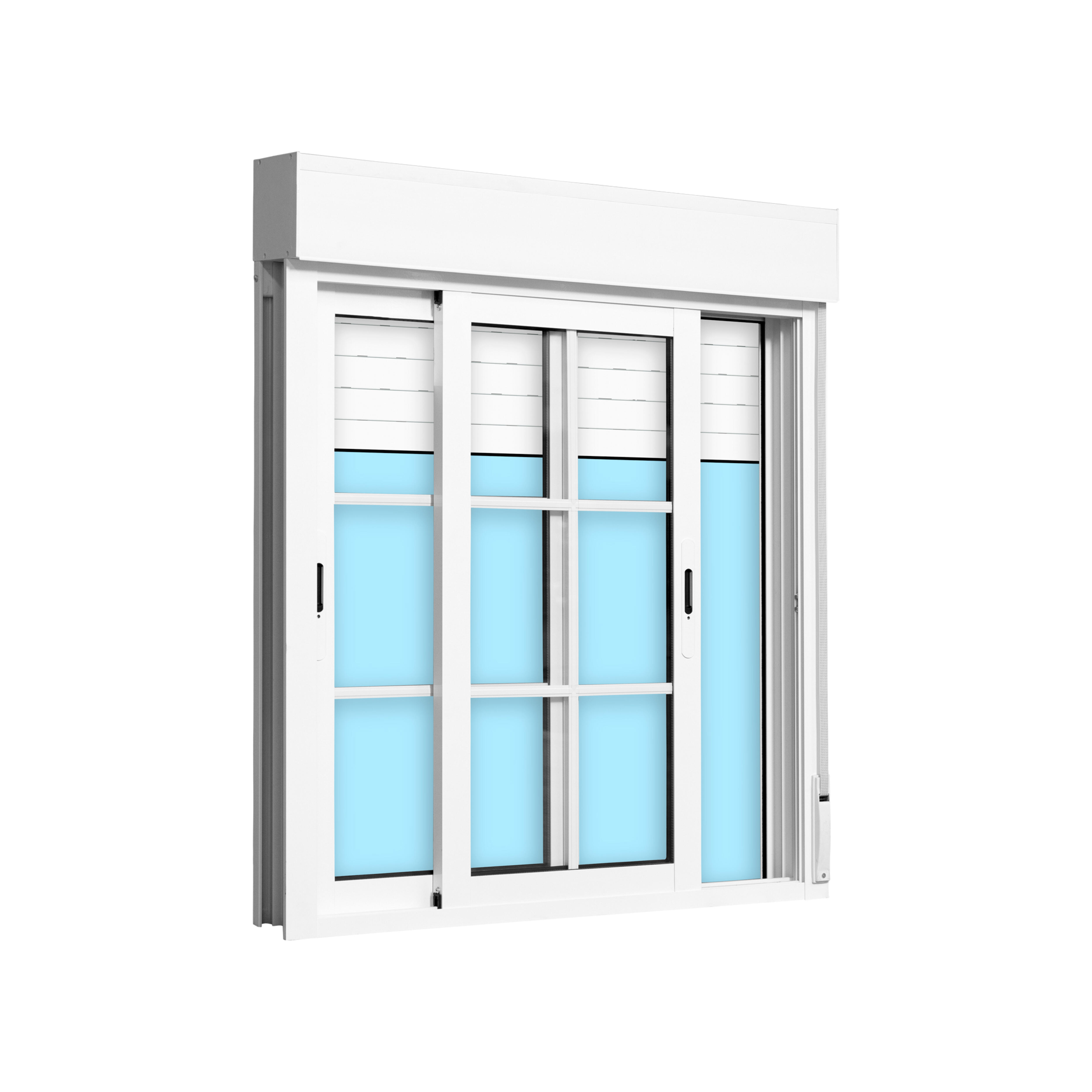 VENTANA ALUMINIO CORREDERA CON PALILLERIA Y PERSIANA BLANCA 100X115CM - 3