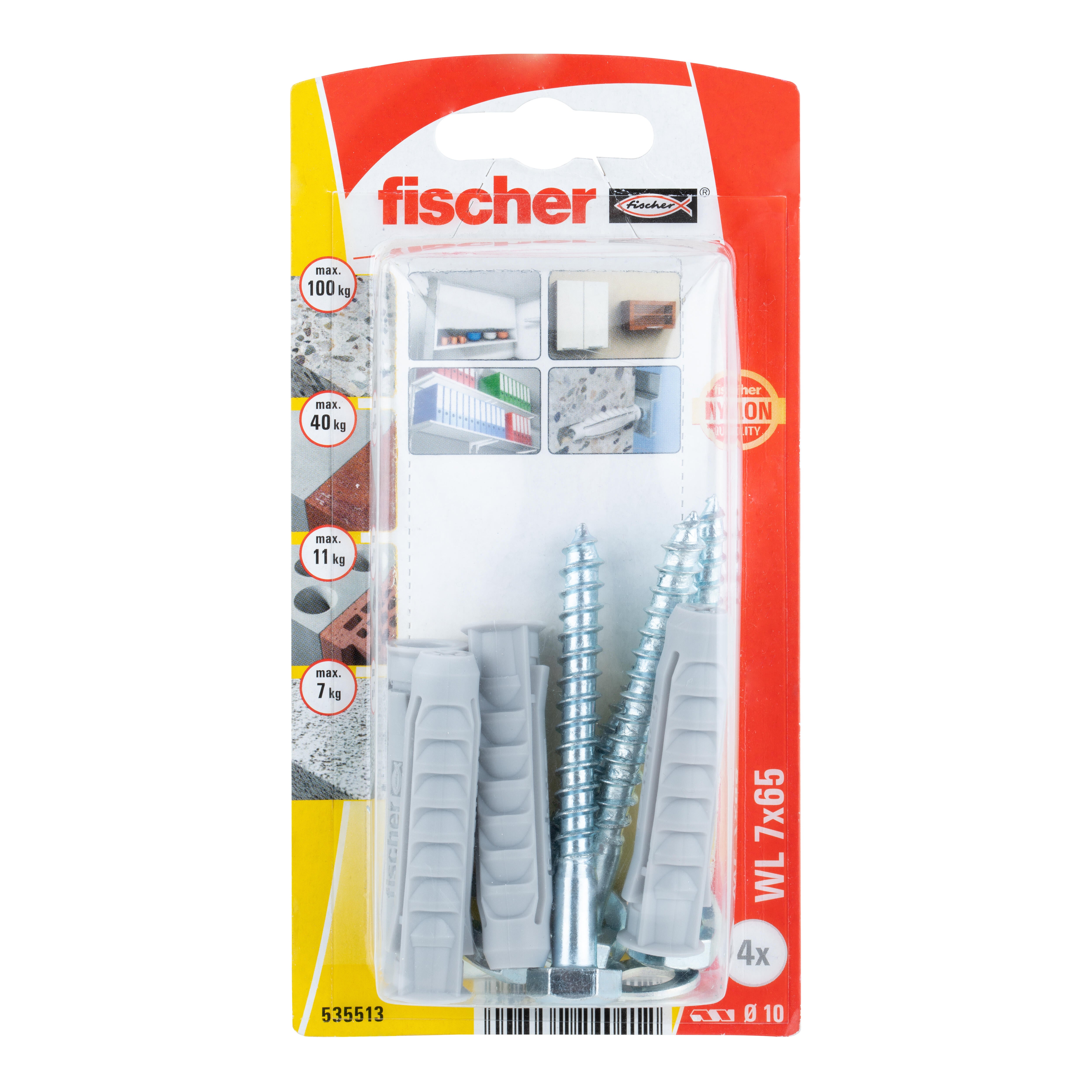 CONJUNTO FIJACION CALENTADORES WL 7 X 65  MM. FISCHER. 4 UDS - 2