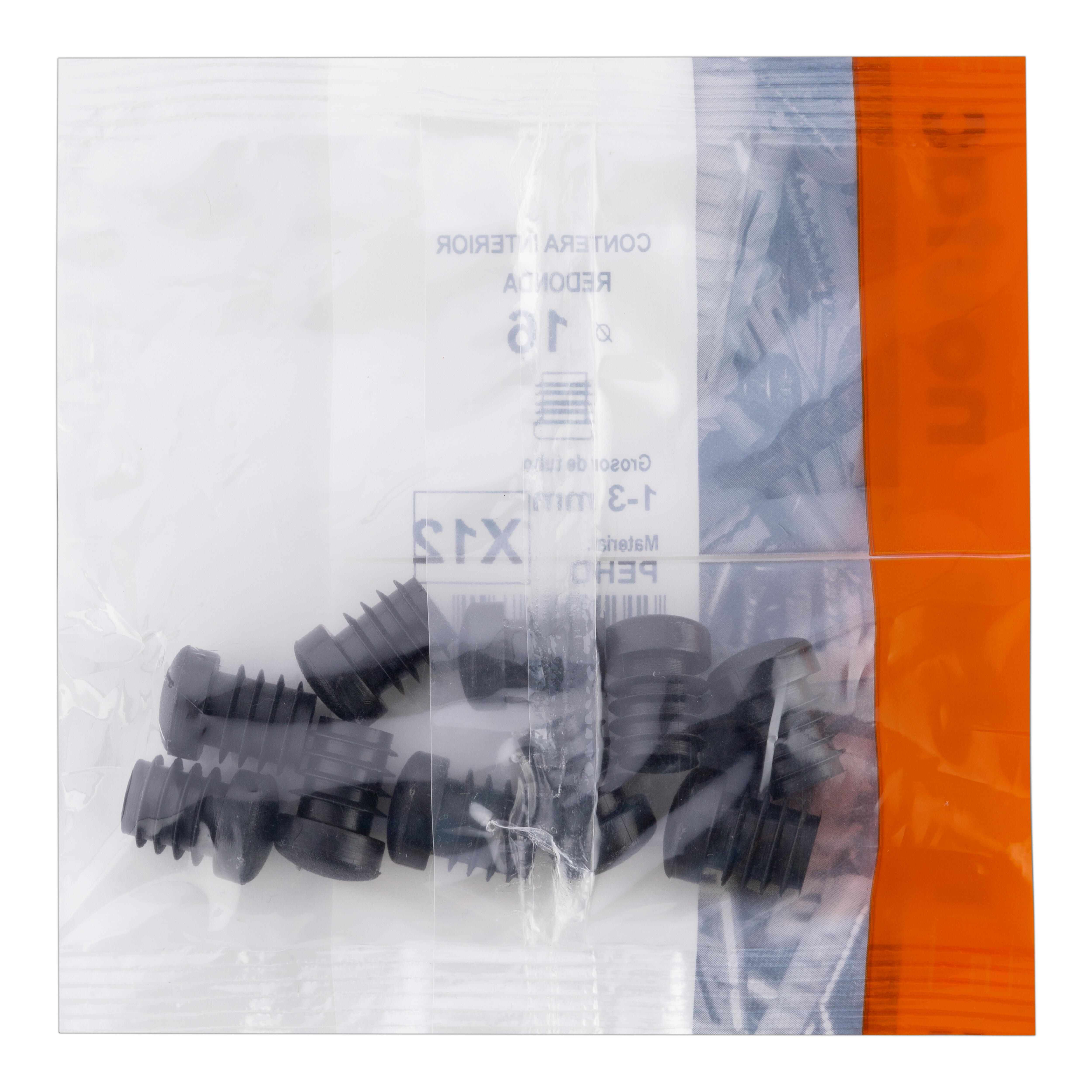 CONTERA INTERIOR PLASTICO 16MM NEGRA 12 UDS - 2