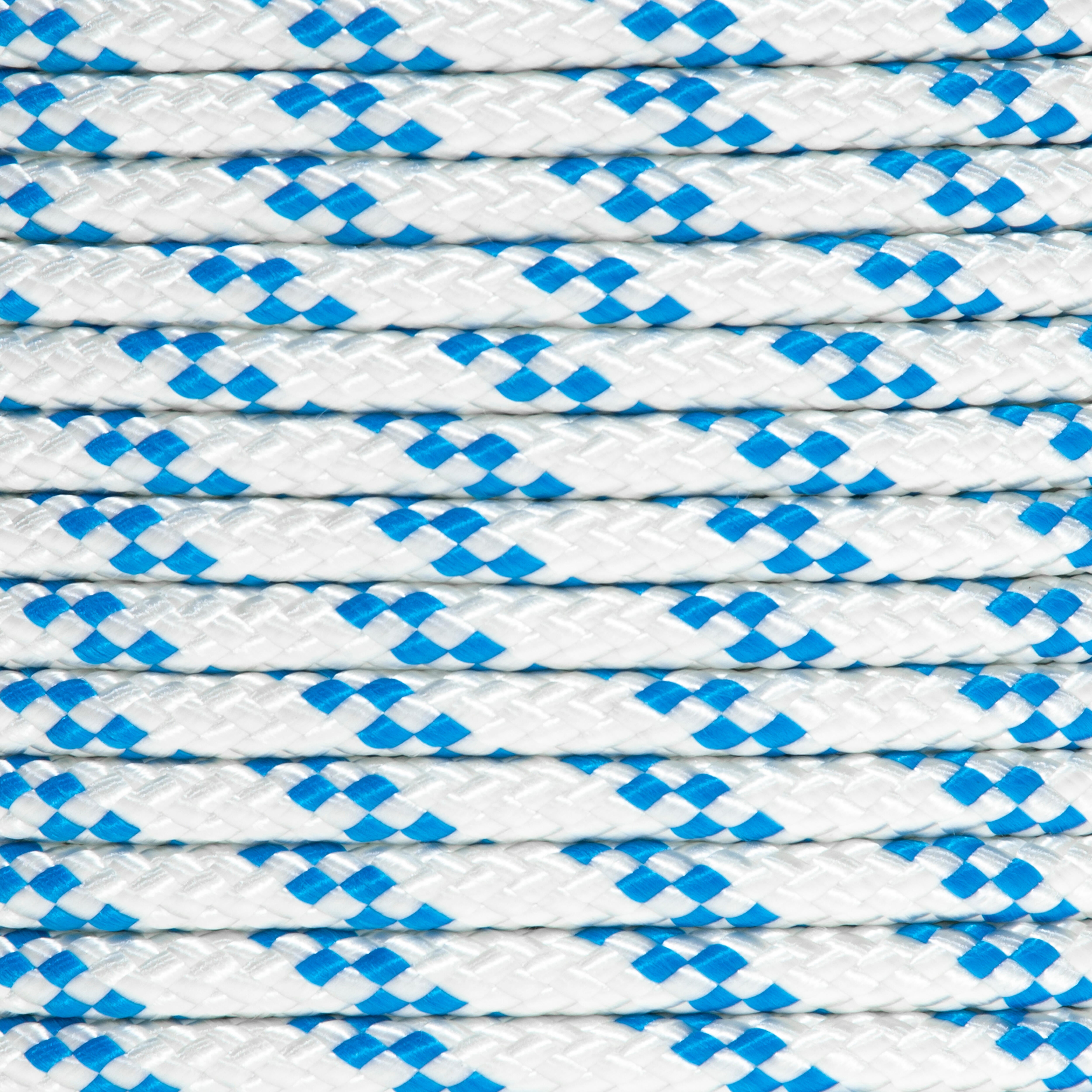 CUERDA POLIAMIDA TRENZADA CON ALMA 10MM. 1M BLANCO CON PINTAS AZULES ROMBULL - 2