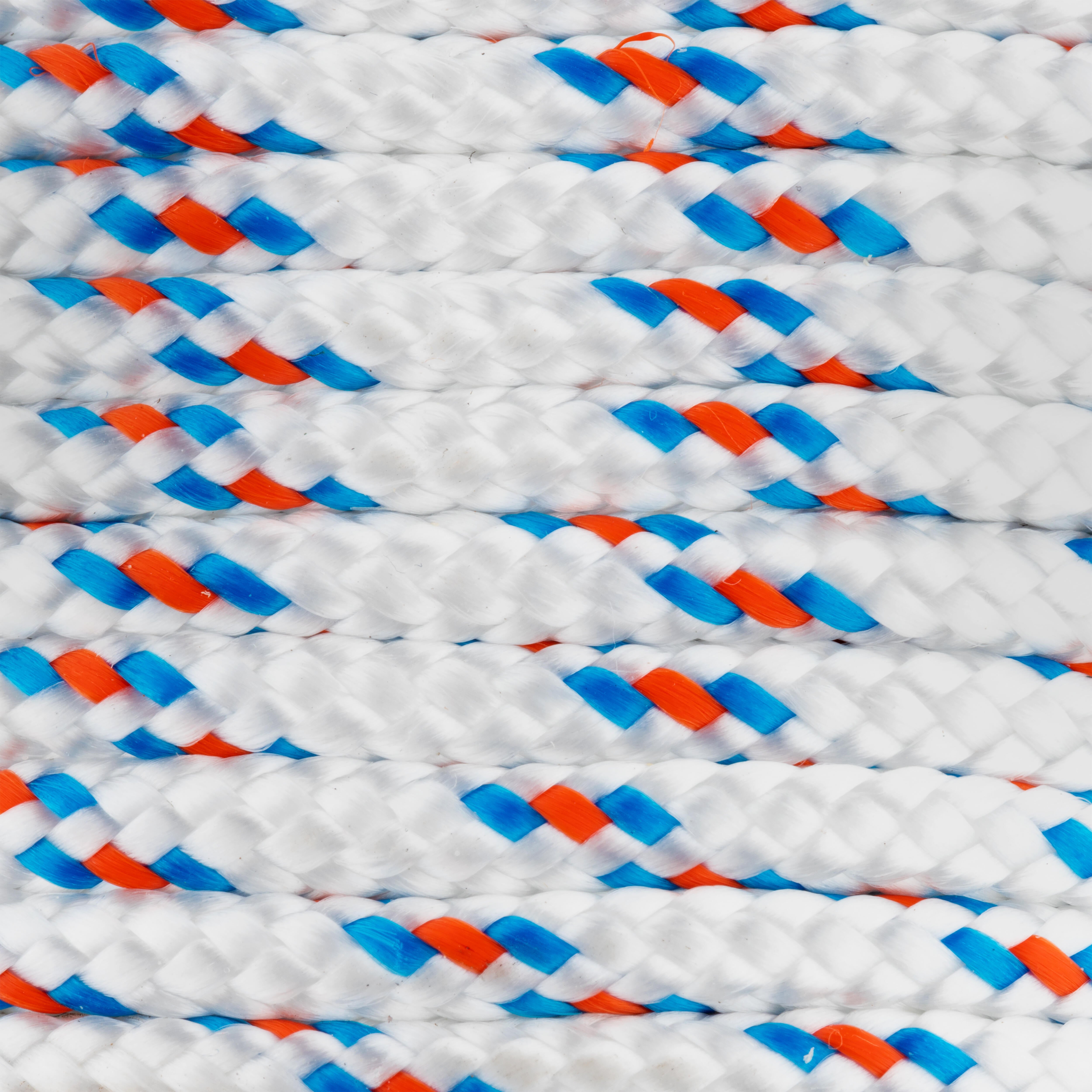 CUERDA POLIÉSTER TRENZADA 3.8MM 30M BLANCO PINTAS AZUL Y NARANJA ROMBULL - 2