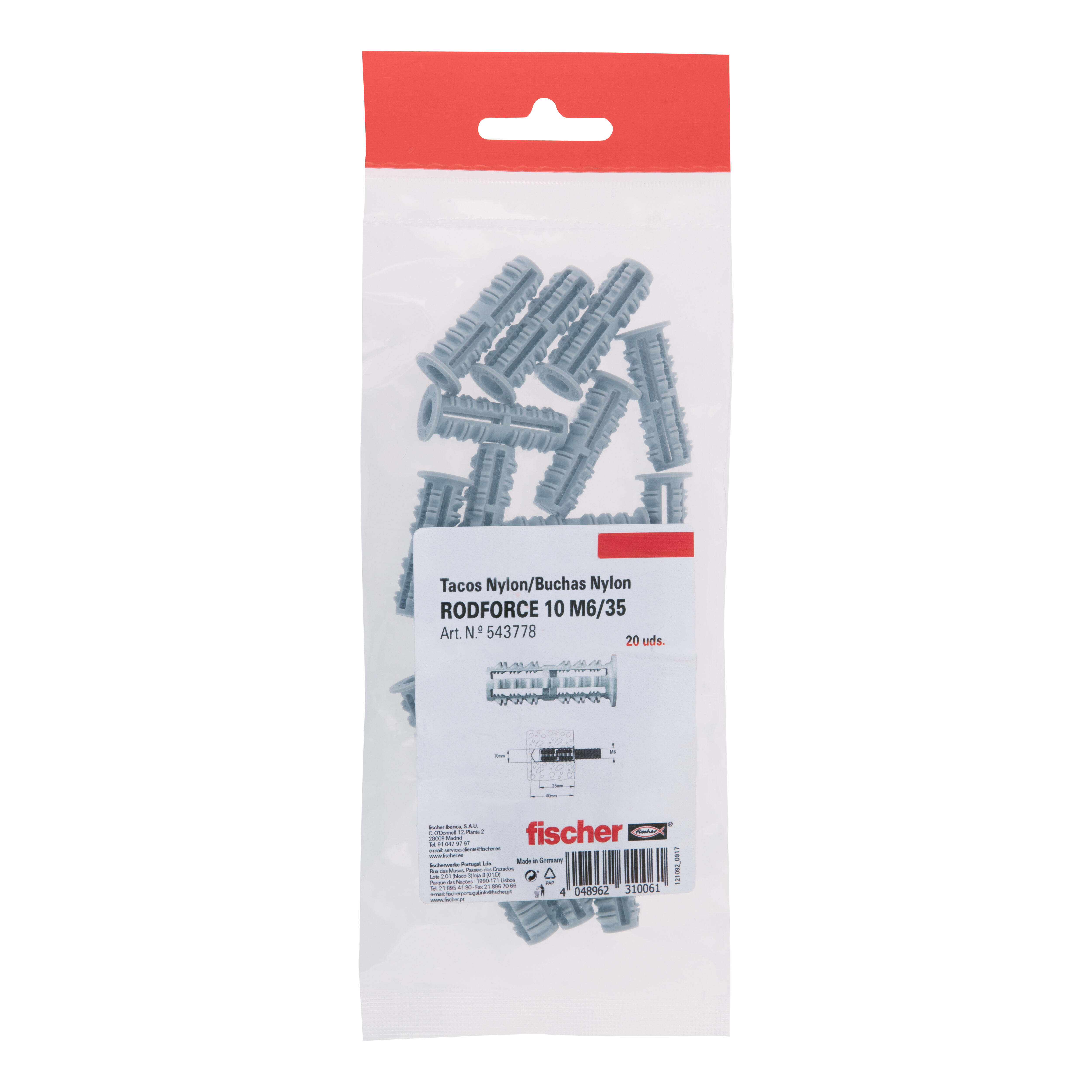 TACO HEMBRA RODFORCE M 6 X 35 MM. FISCHER. 20 UDS - 3