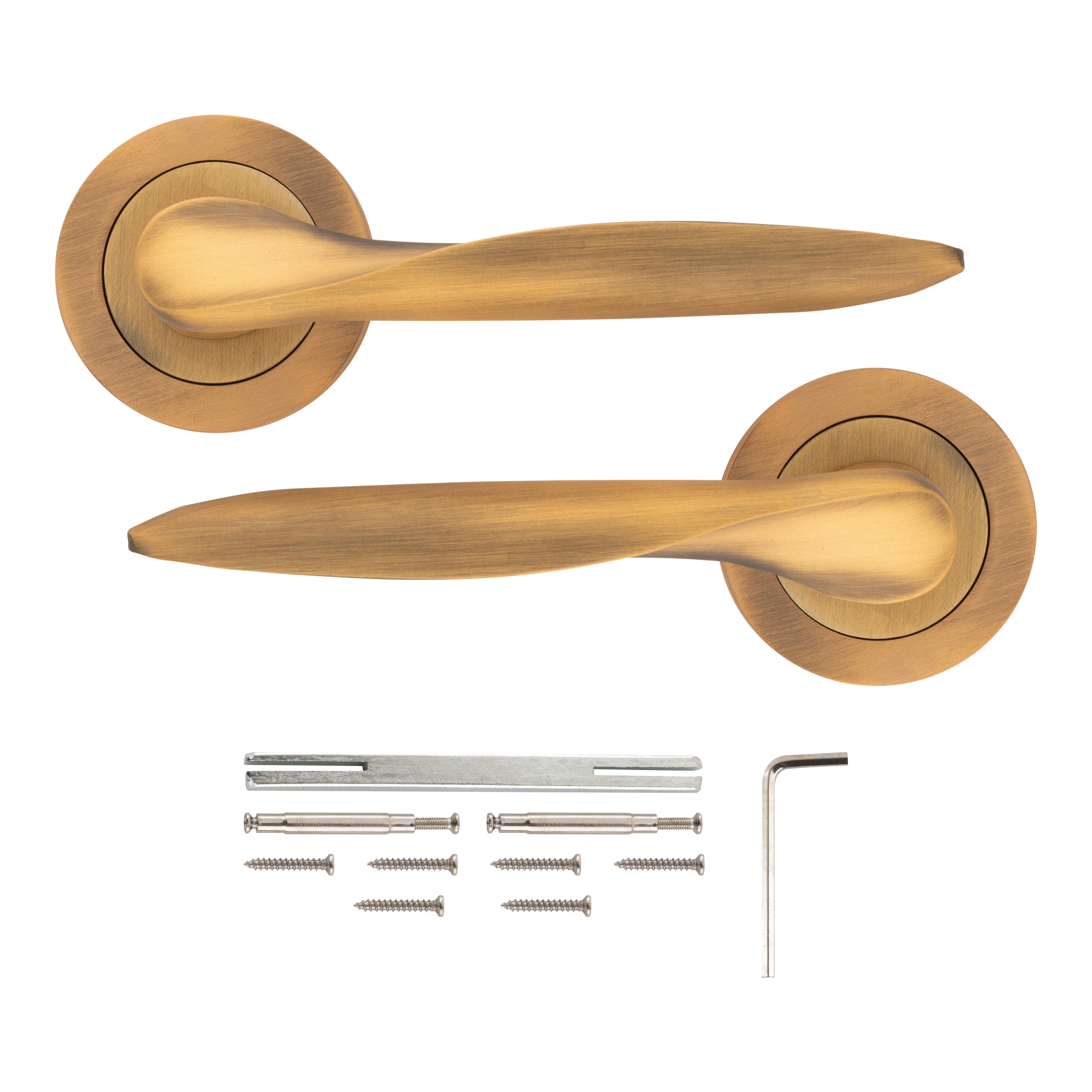 JUEGO MANILLA ROSETAS DE LATON ACABADO CUERO INGLES  MODELO SOCHI - 2