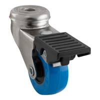 RUEDA CON FRENO EJE PASANTE POLIURETANO  40 MM.  RUEDAS ALEX - 2