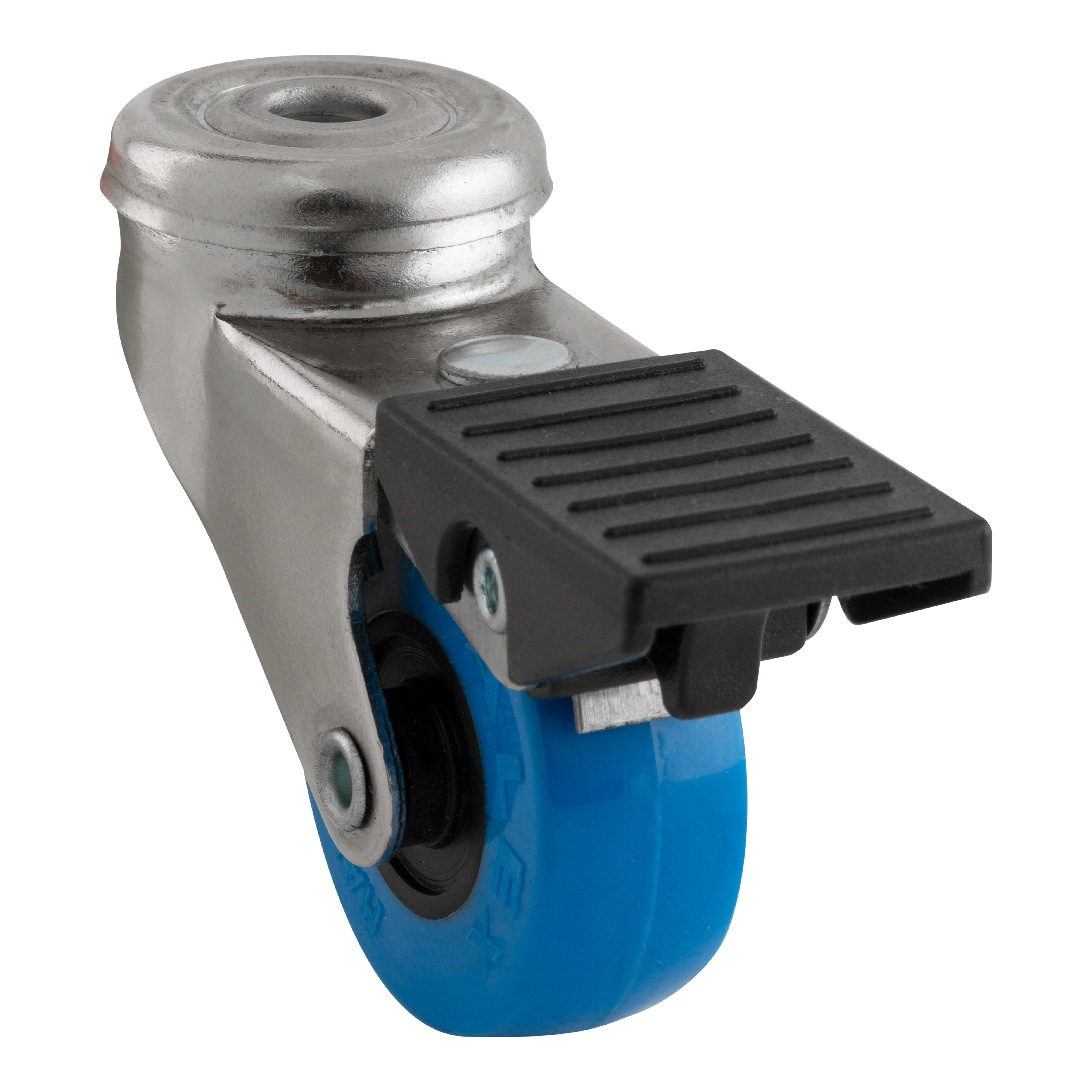 RUEDA CON FRENO EJE PASANTE POLIURETANO  40 MM.  RUEDAS ALEX - 2