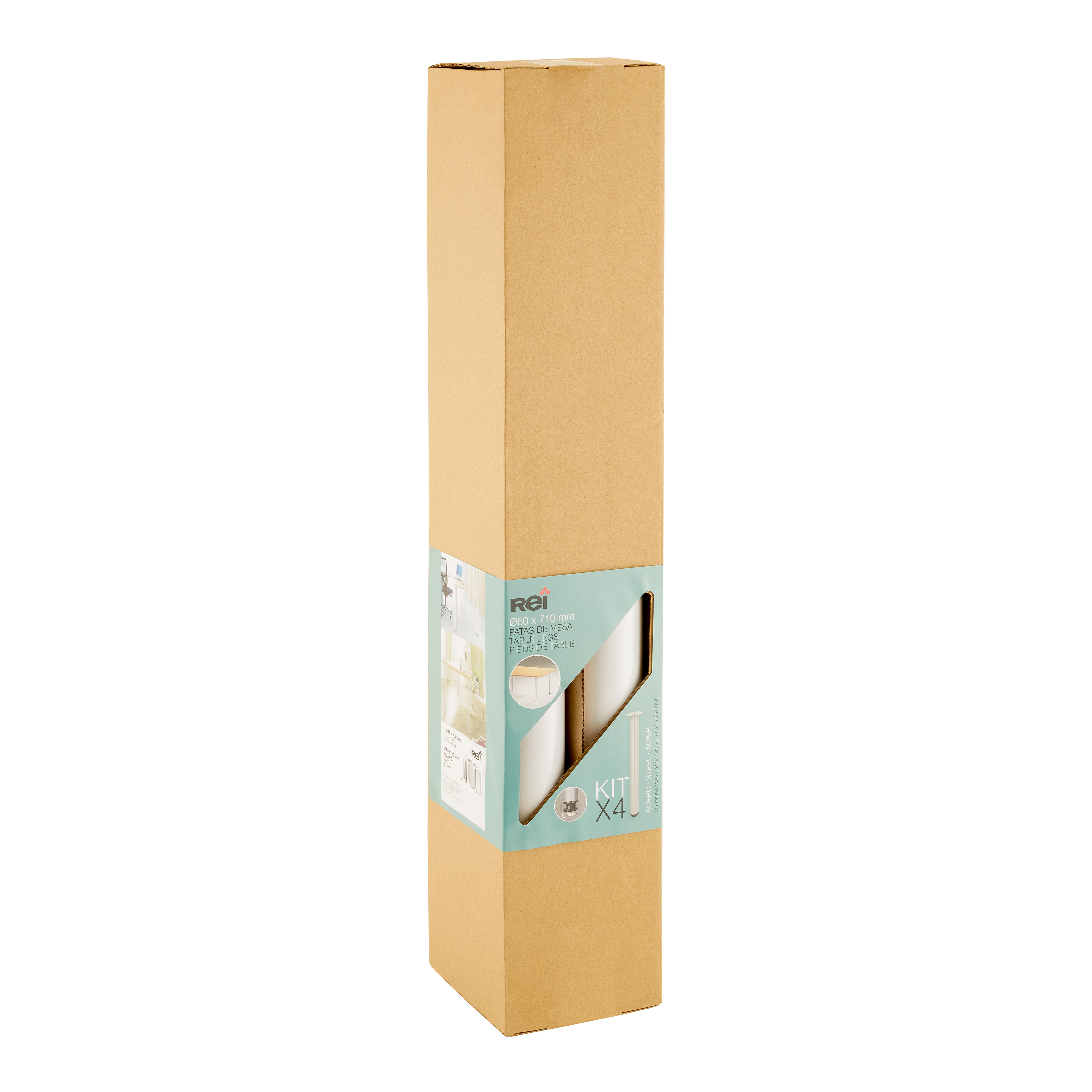 PATA MUEBLE ACERO REDONDA 710MM 60MM BLANCA. 4UDS - 2