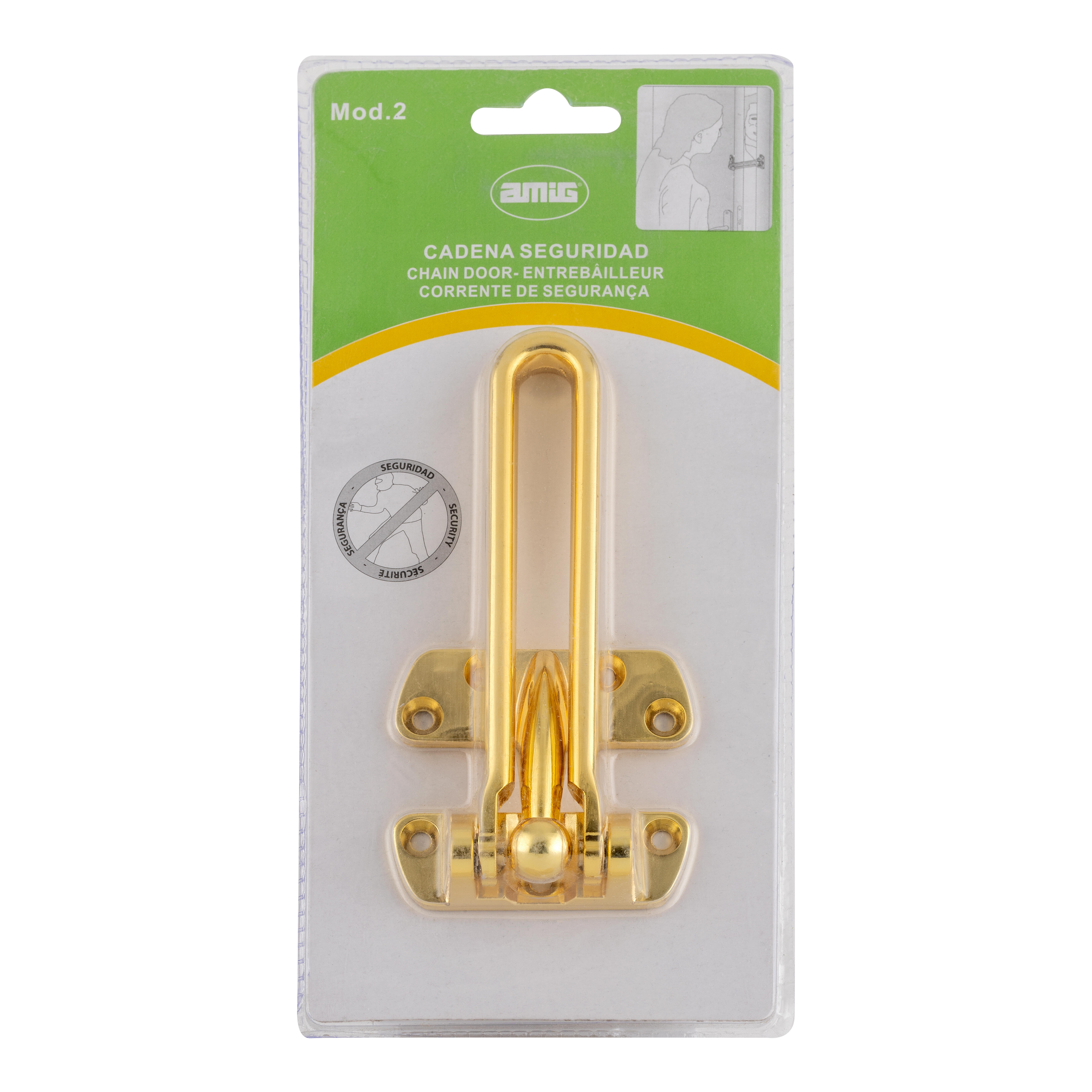 PESTILLO CADENA SEGURIDAD 120  MM. LATONADA MOD 2 AMIG - 2