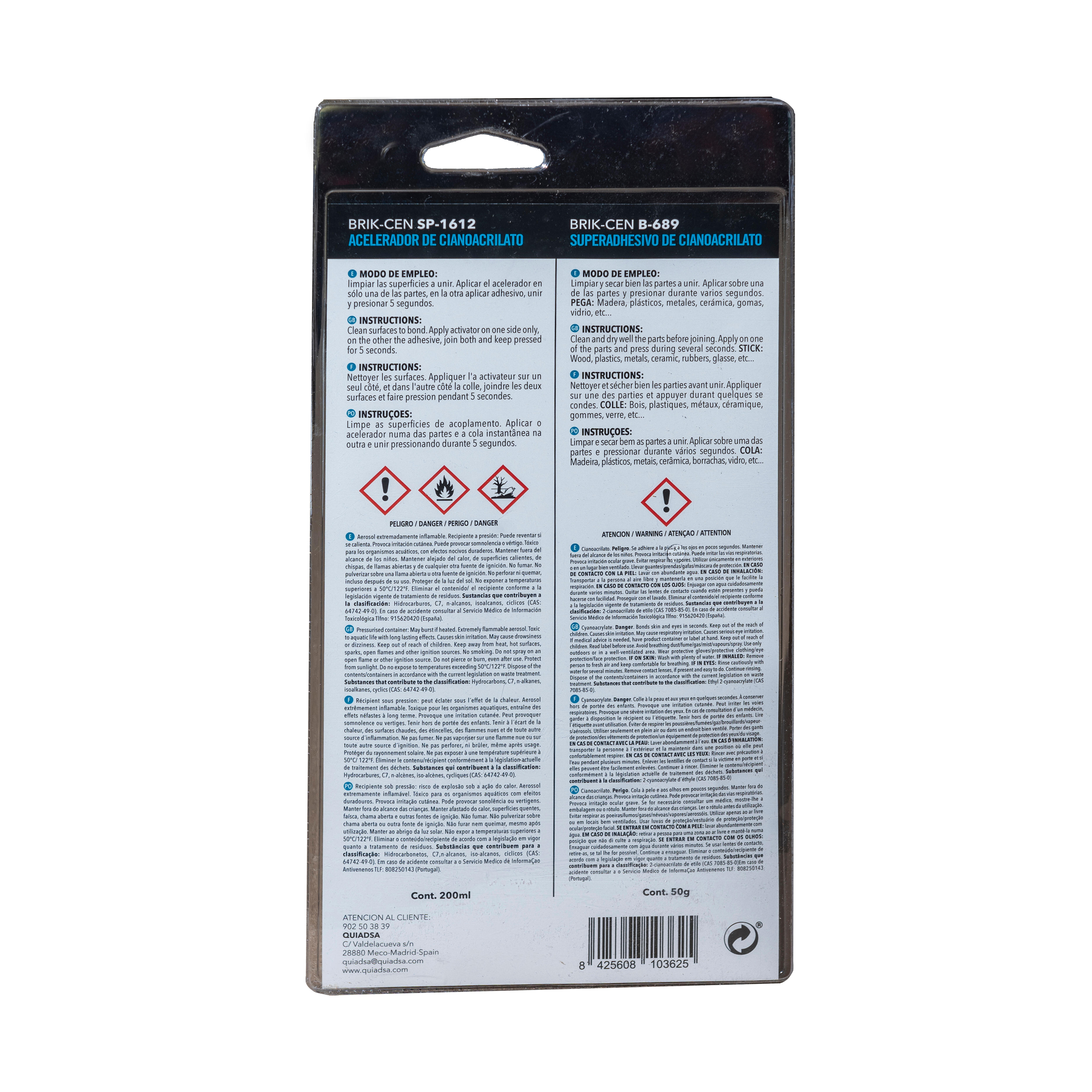 PEGAMENTO DE CIANOCRILATO+ACELERADOR BRICK CEN 50GR - 2