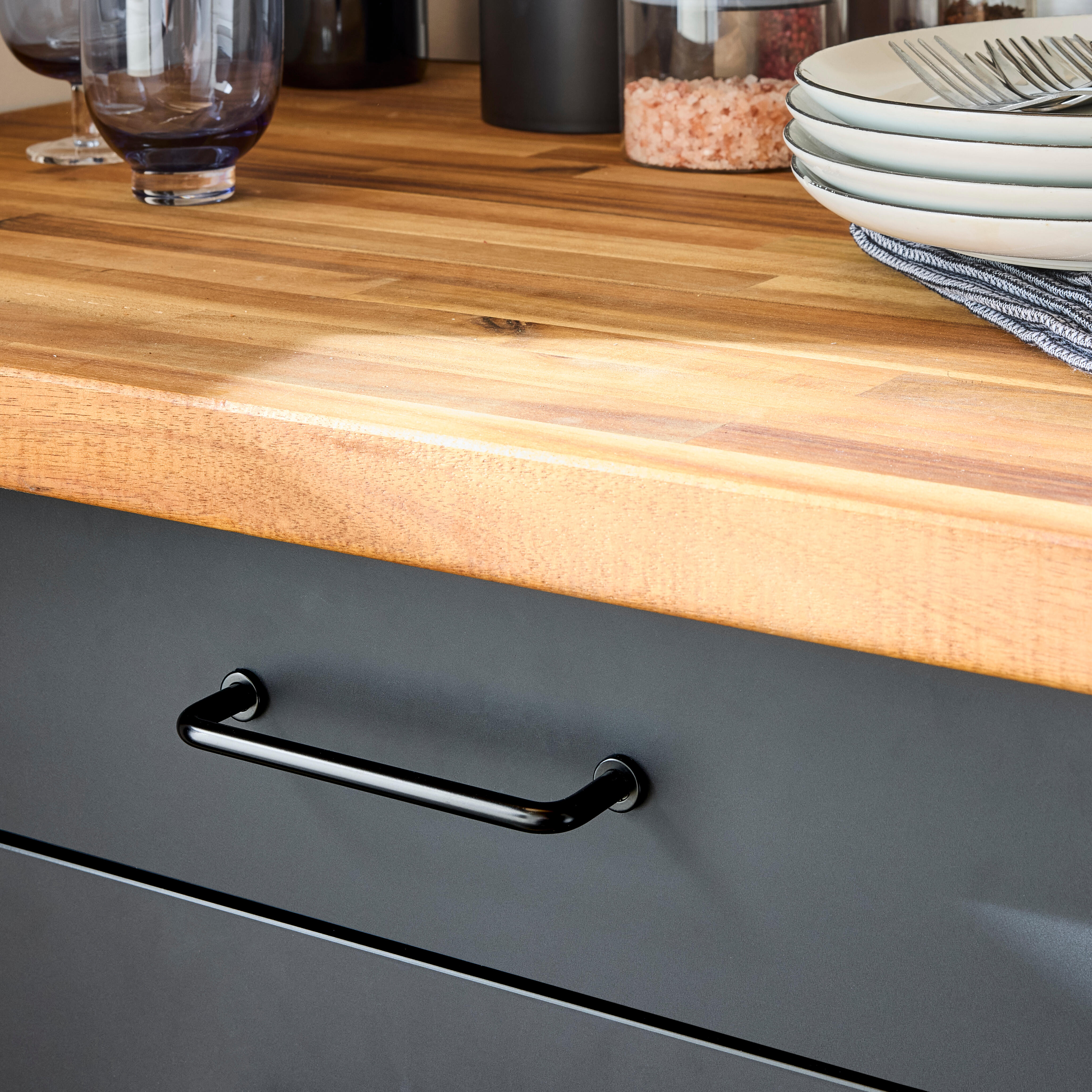 4 Puxadores para móvel asa zamak preto 128 mm Inspire Ines - 4