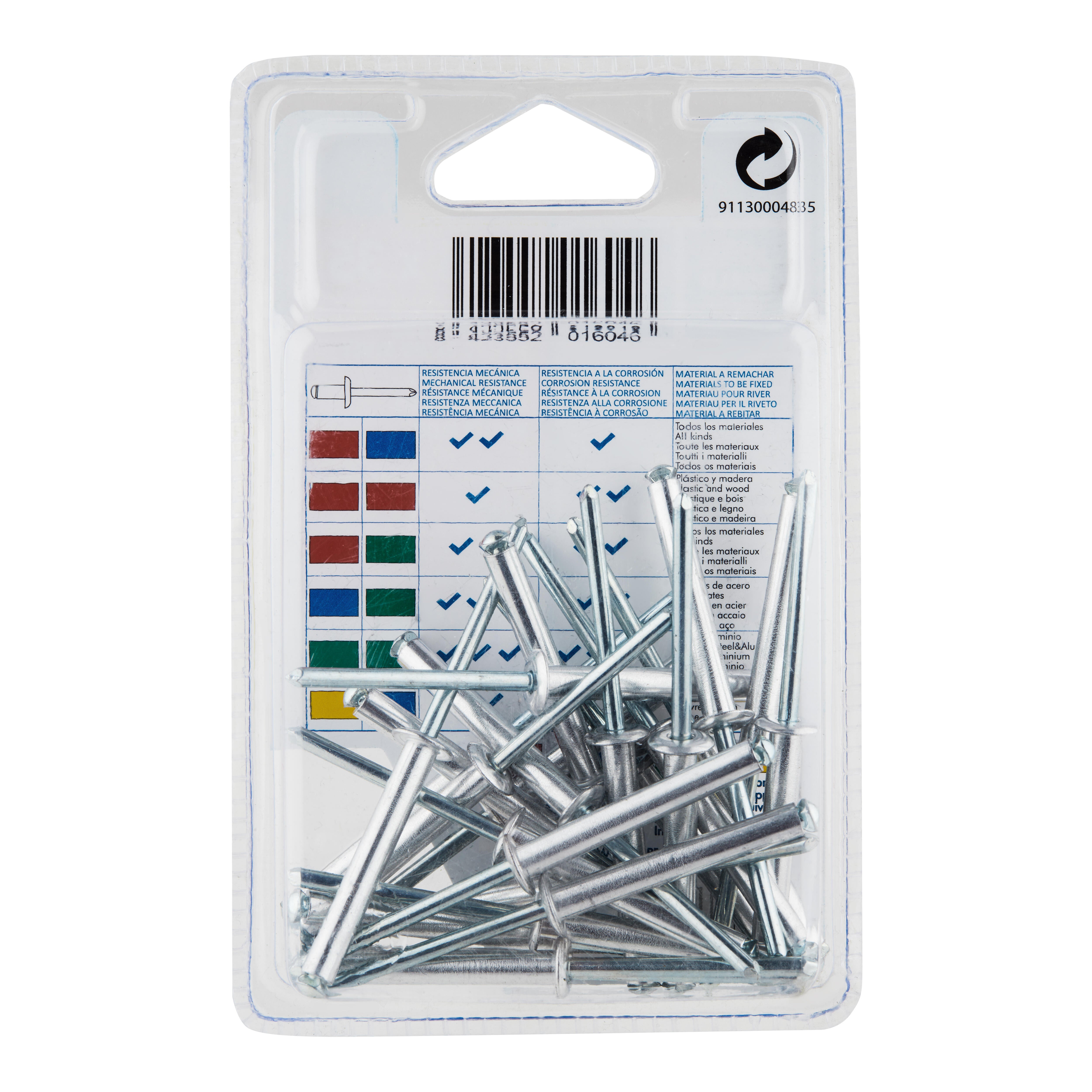 REMACHES FLOR ALUMINIO Y ACERO 4.8 X 35  MM. BRALO. 25 UDS - 3