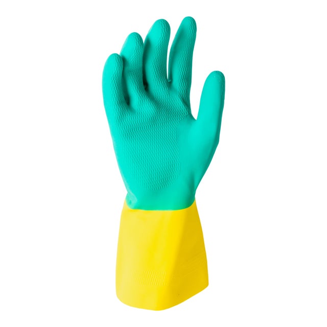 GUANTE LATEX FLOCADO VERDE/AMARILLO T8 JUBA 622