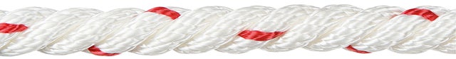 CUERDA POLIPROPILENO CABLEADA 8MM. 1M BLANCO CON PINTAS ROJAS ROMBULL