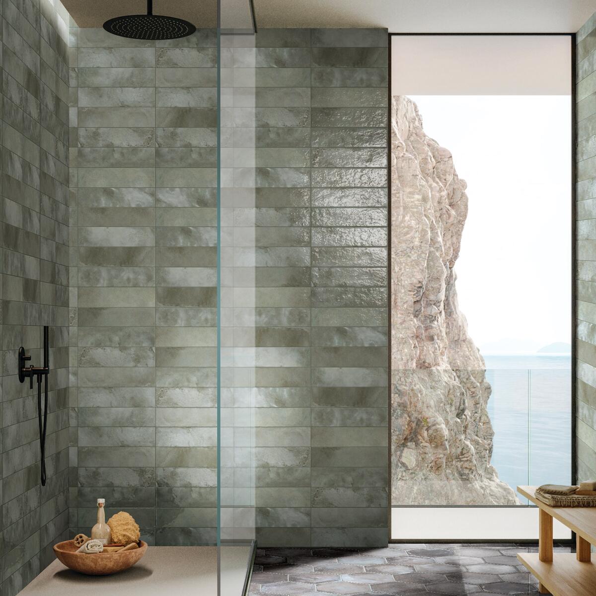 Piastrella da pavimento interno in gres porcellanato 24 x 27.7 cm irregolare smaltato grigio lucido Murano R9 traffico medio forte (pei 3/5) Sp. 10 mm 0.97 mq - 2
