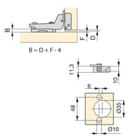 BISAGRA DE CAZOLETA 35MM APERTURA 105 º ACODADA 2 UDS - 3
