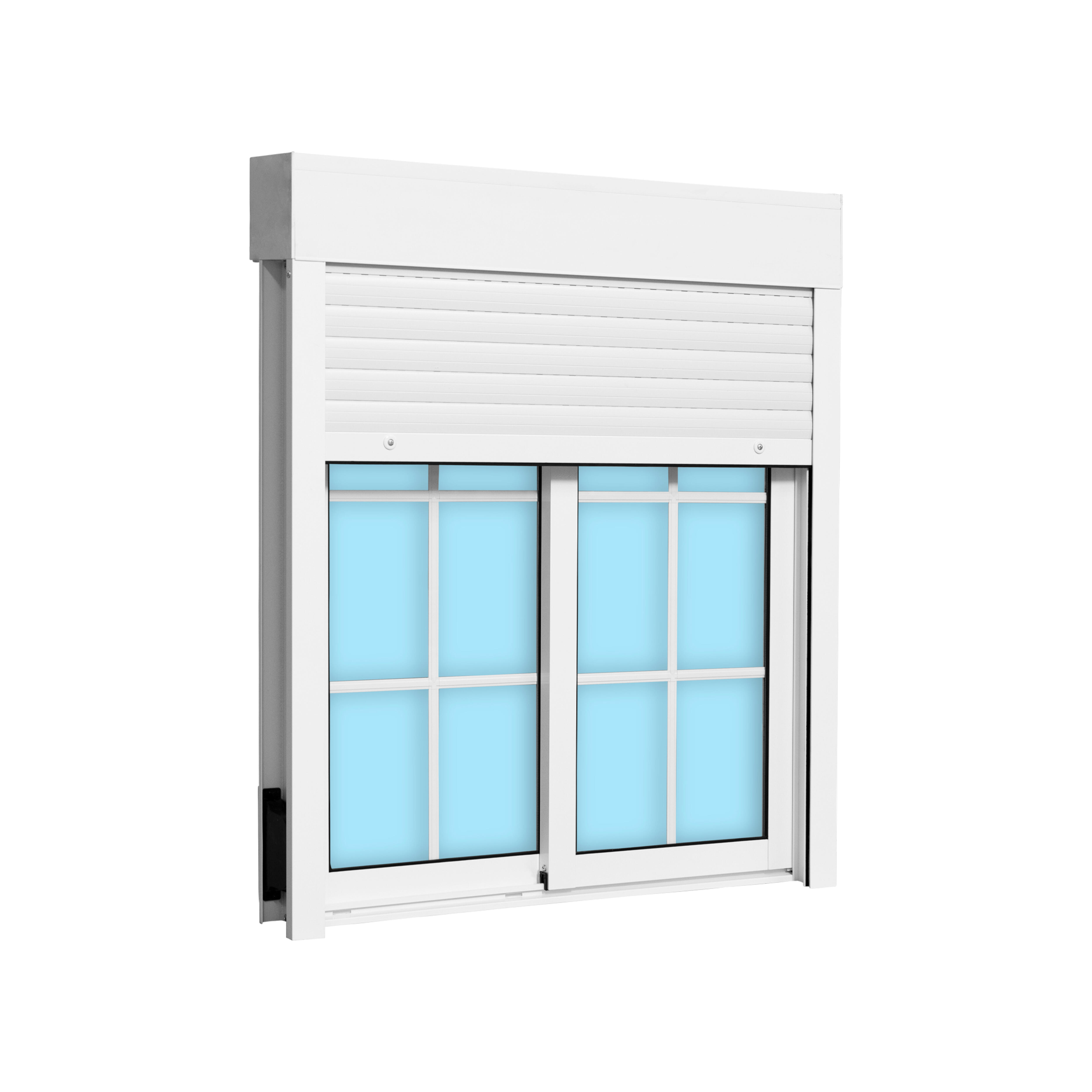 VENTANA ALUMINIO CORREDERA CON PALILLERIA Y PERSIANA BLANCA 100X115CM - 2