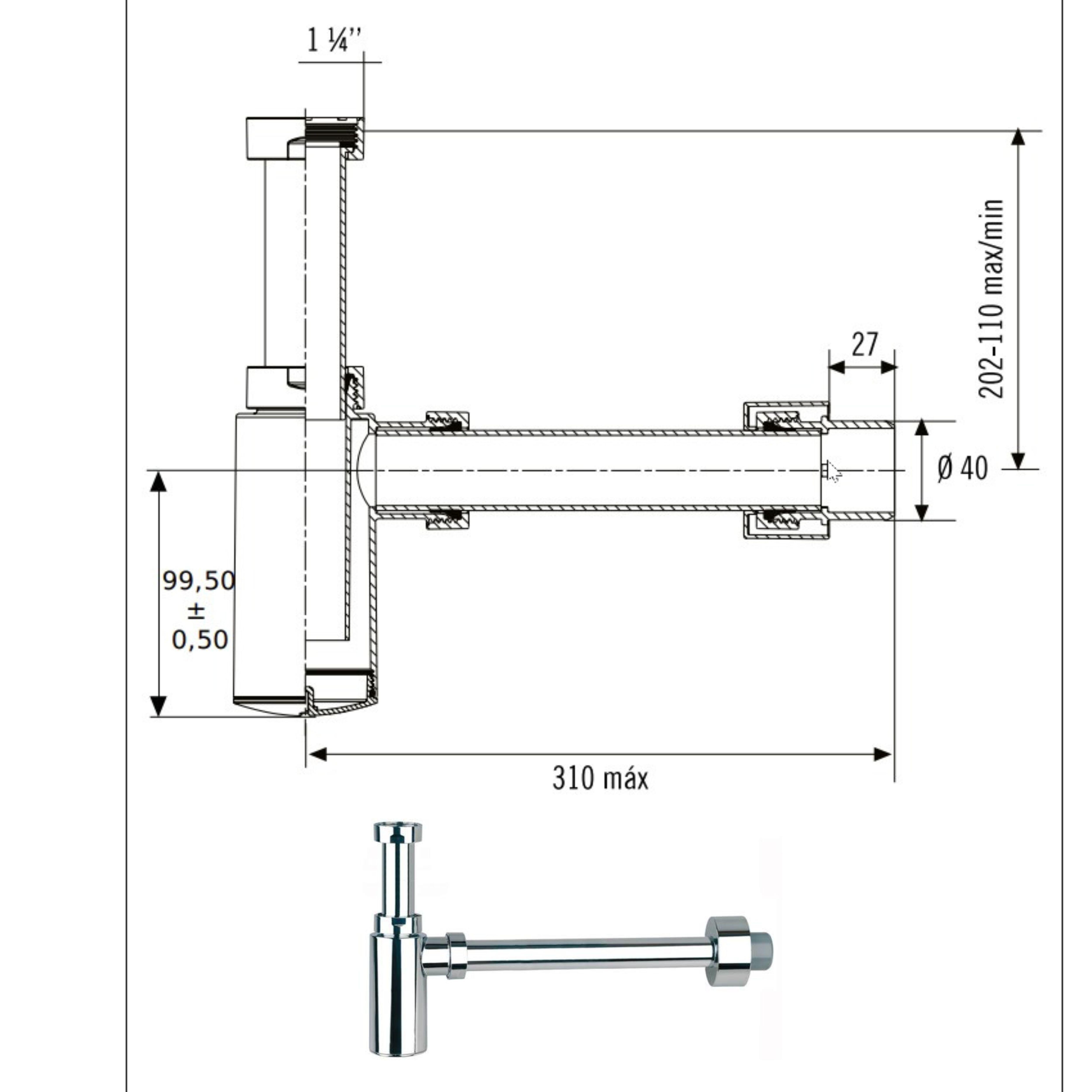 SIFON LAVABO BOTELLA EXTENSIBLE 1 1/4