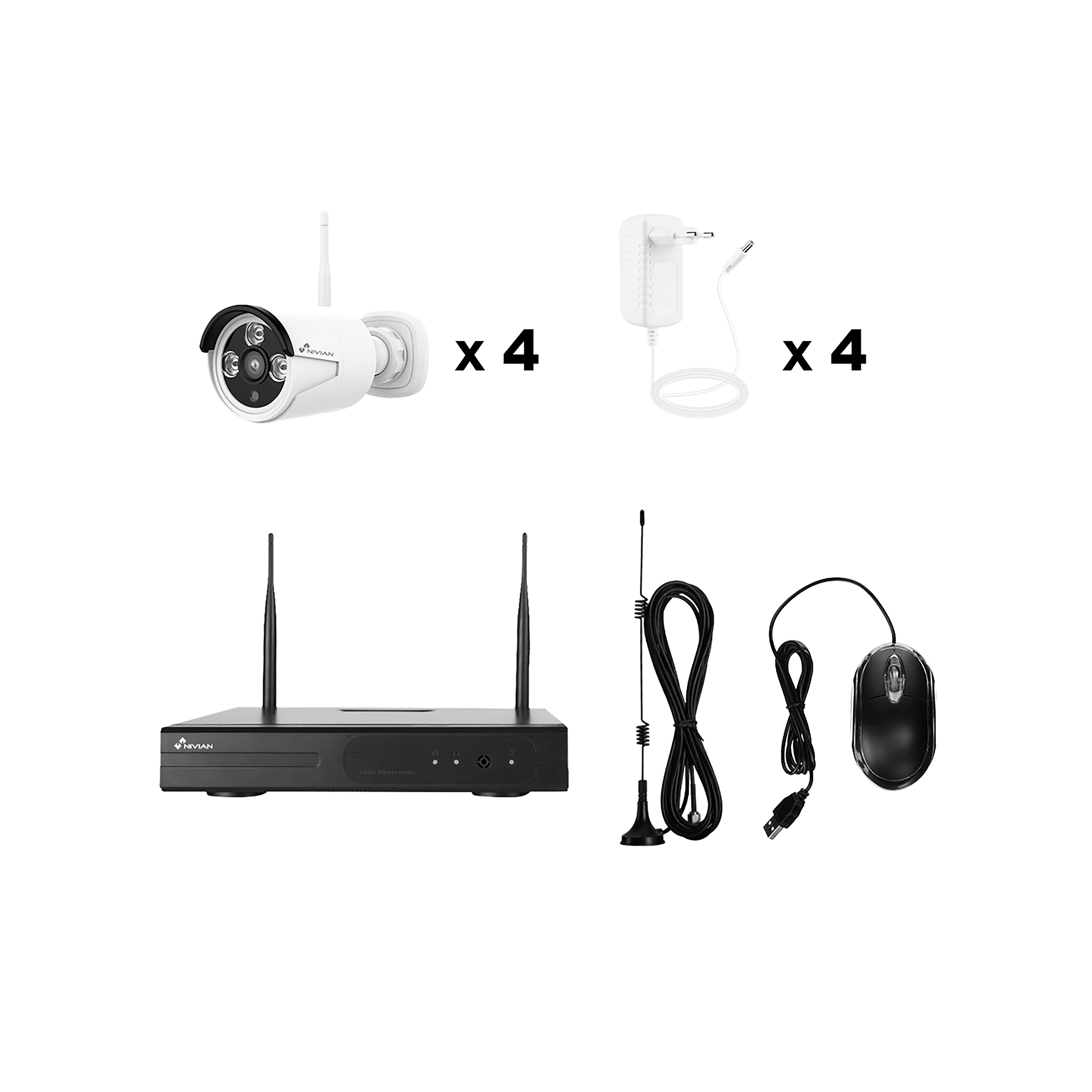KIT GRABADOR CCTV WIFI 10 CANALES + 4 CAMARAS EXTERIOR + 1TB - 3