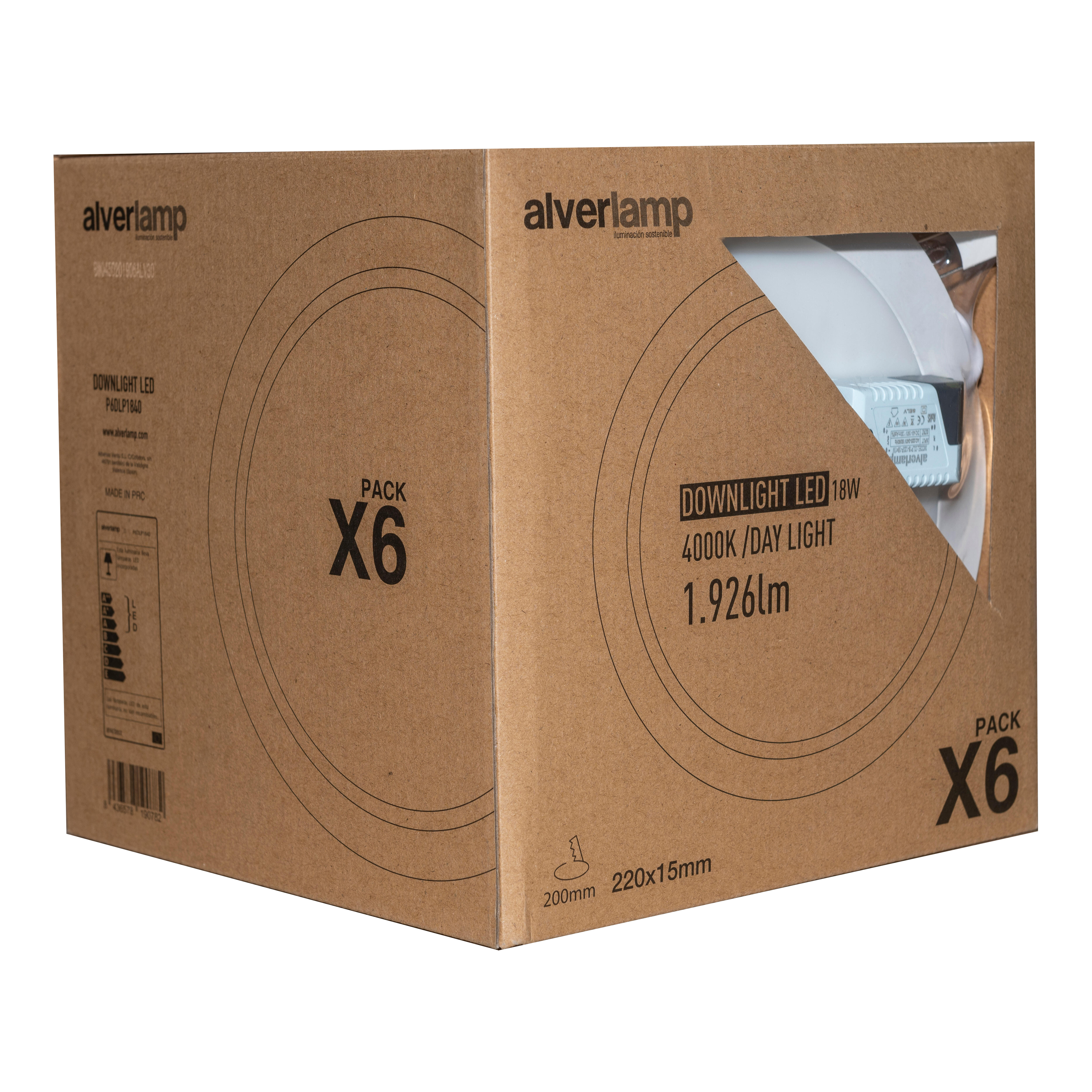 6 DOWNLIGHT LED EMPOTRAR CIRCULAR BLANCO 18W LUZ NEUTRA (6 UDS) - 5