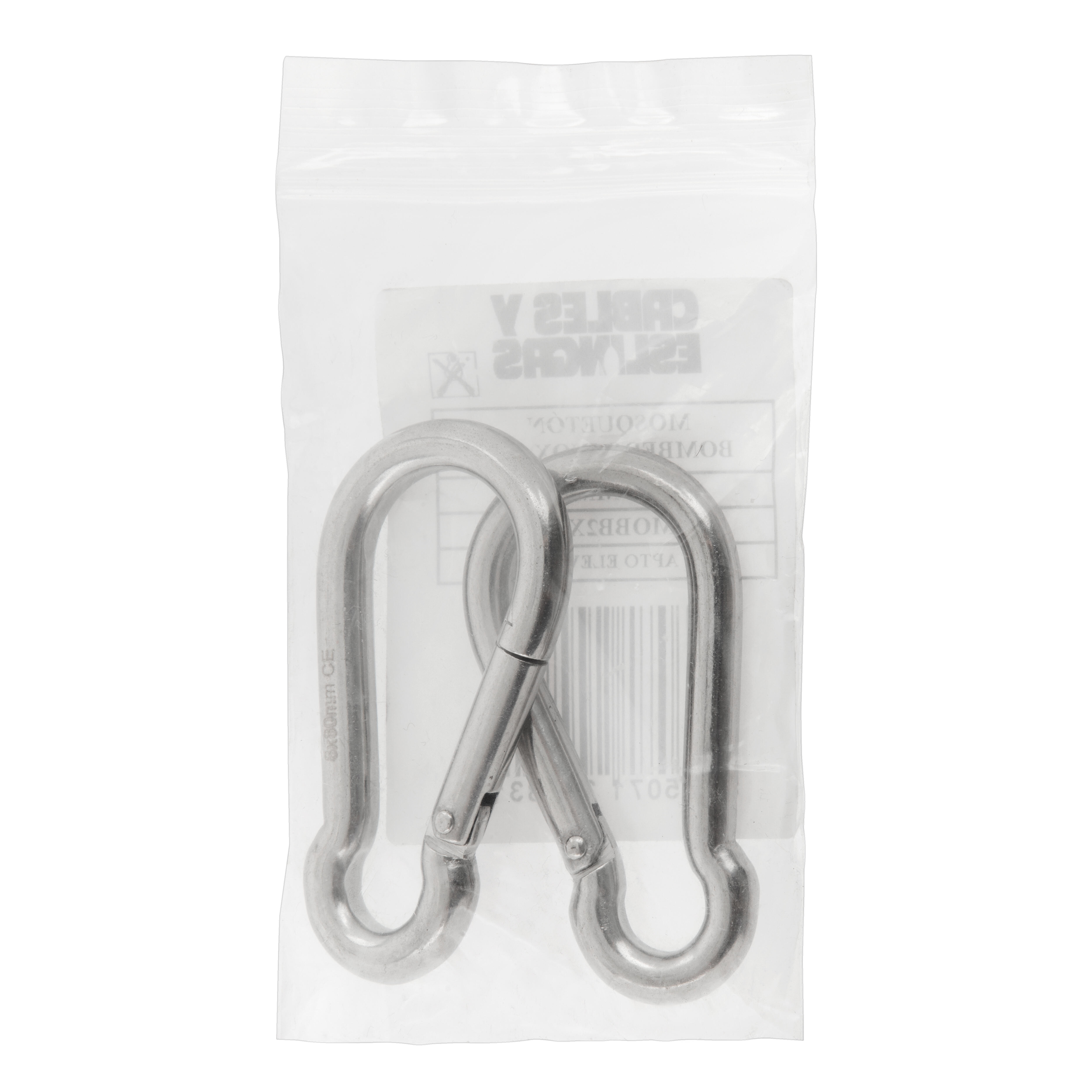 MOSQUETON  BOMBERO ACERO INOXIDABLE 8 MM. 2 UDS - 2