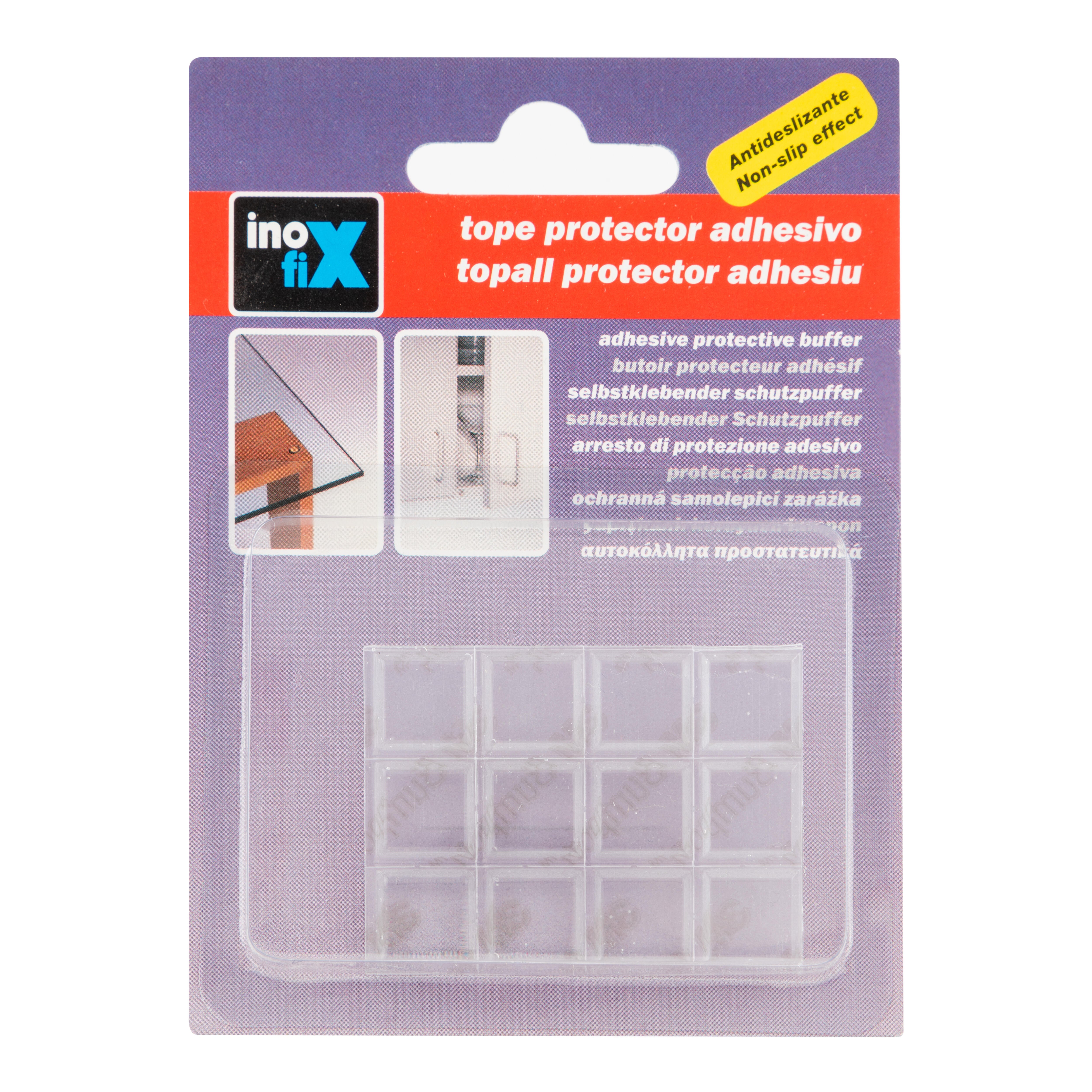 12 TOPES GOTA PLASTICO ADHESIVO TRANSPARENTE 4504 INOFIX - 2