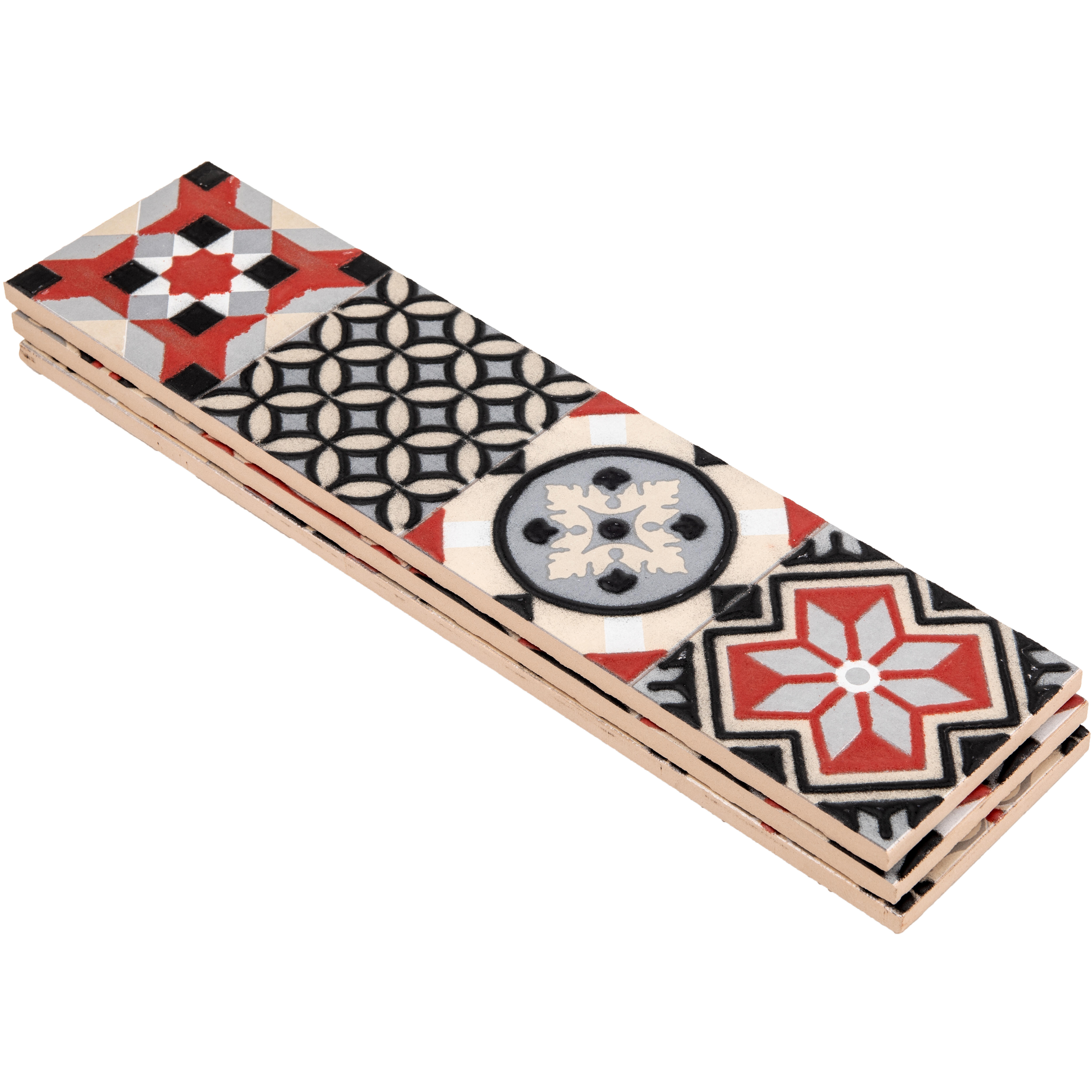 CENEFA CERÁMICA 7X30 CM. 7561 ROJO. PACK 3 UNIDADES - 2