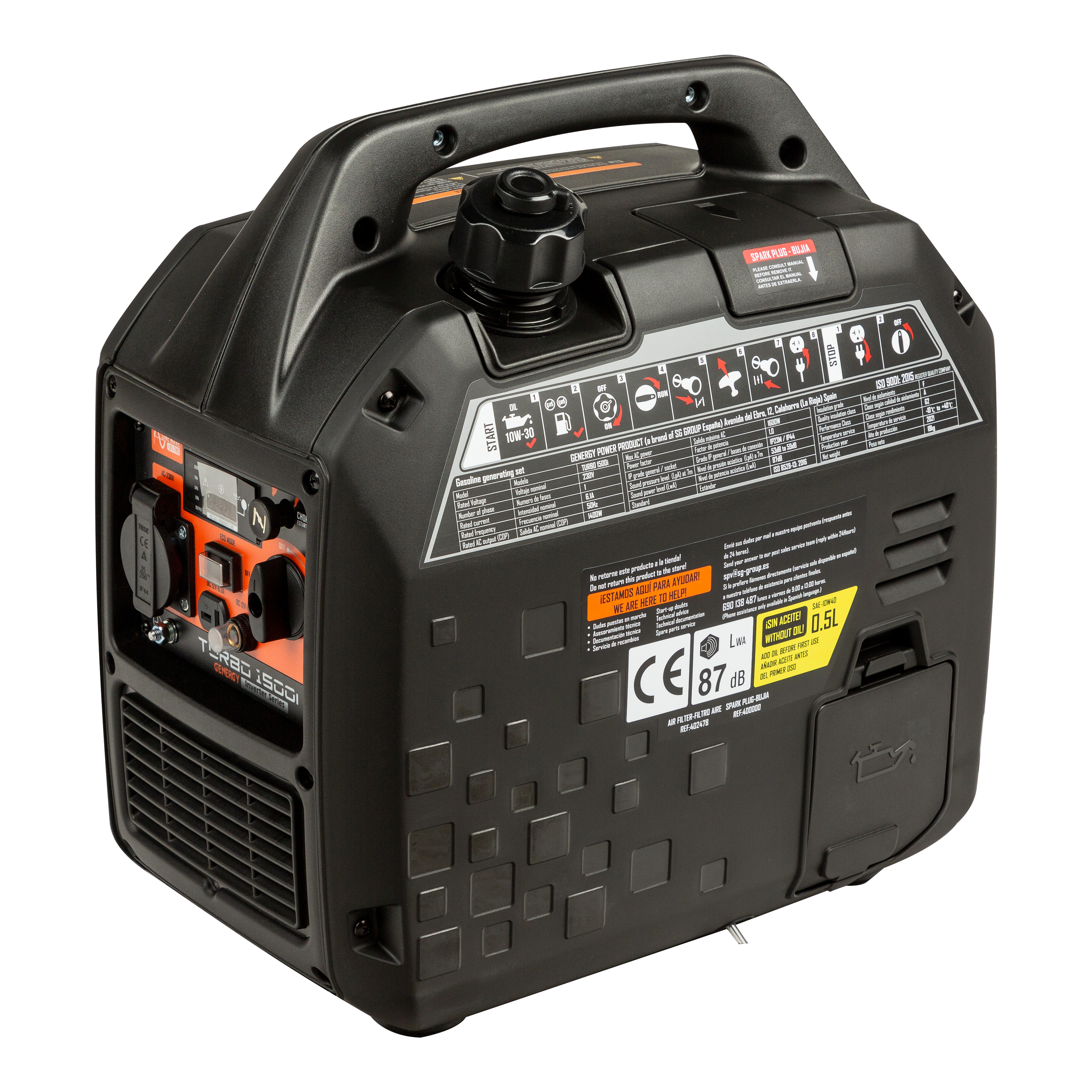 GENERADOR ELÉCTRICO GASOLINA 1600W GENERGY TURBO 1500I - 3