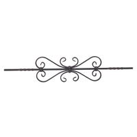 BARRA DE HIERRO FORJADO MARTILLADO DECORATIVO DOS RIZOS Y DIBUJO CENTRAL  900X174X12MM - 2