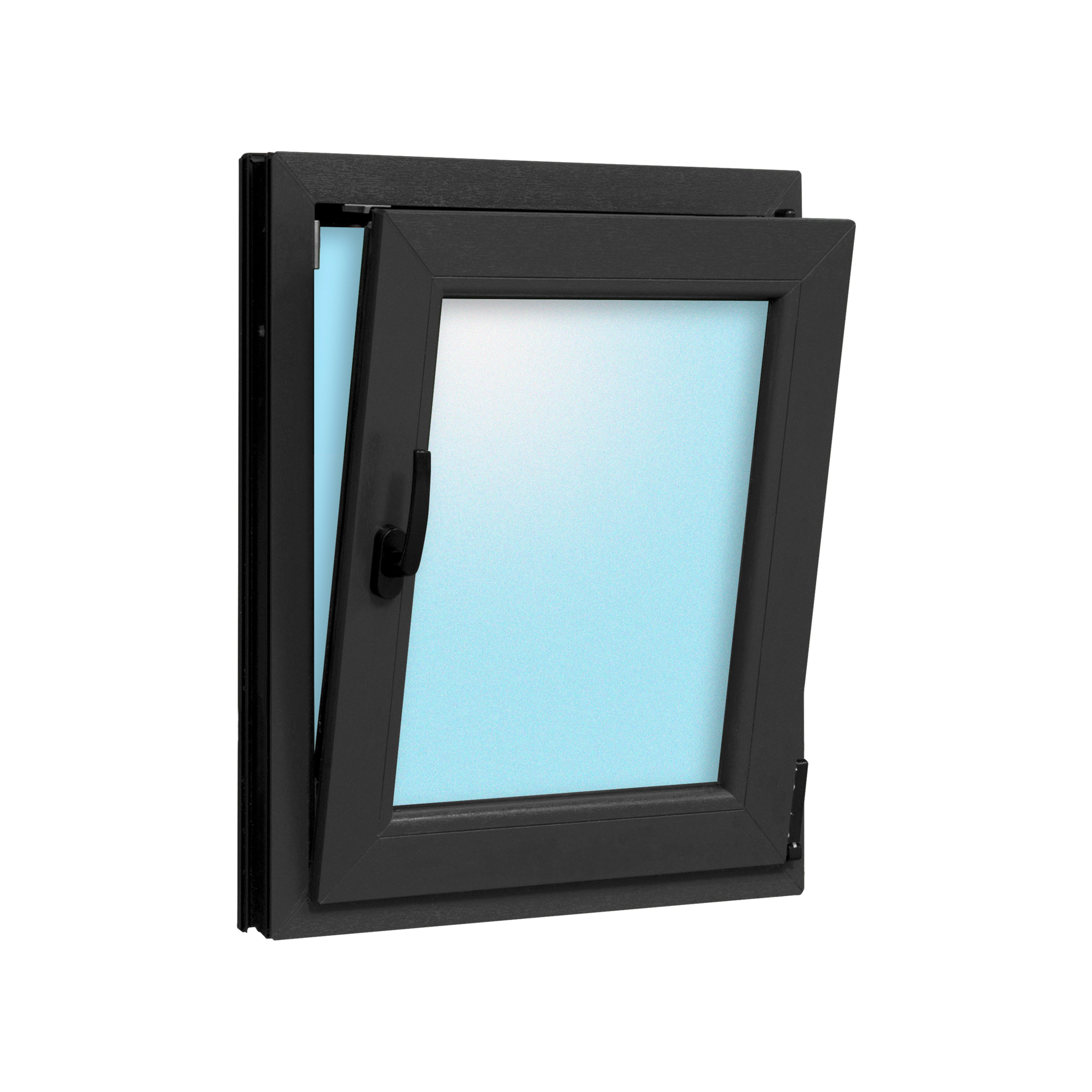 VENTANA PVC OSCILOBATIENTE GRIS GRAFITO 60X70CM CRISTAL ACIDO - 4