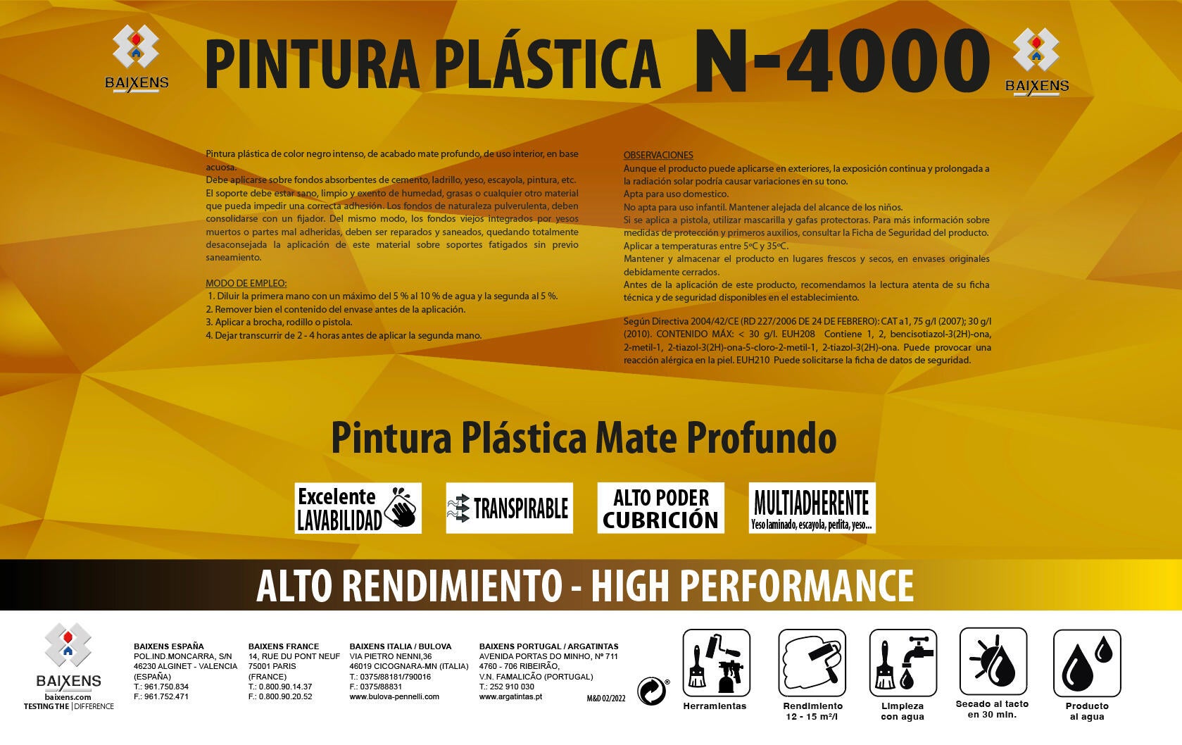 PINTURA PLASTICA NEGRA MATE 4L N-4000 - 2