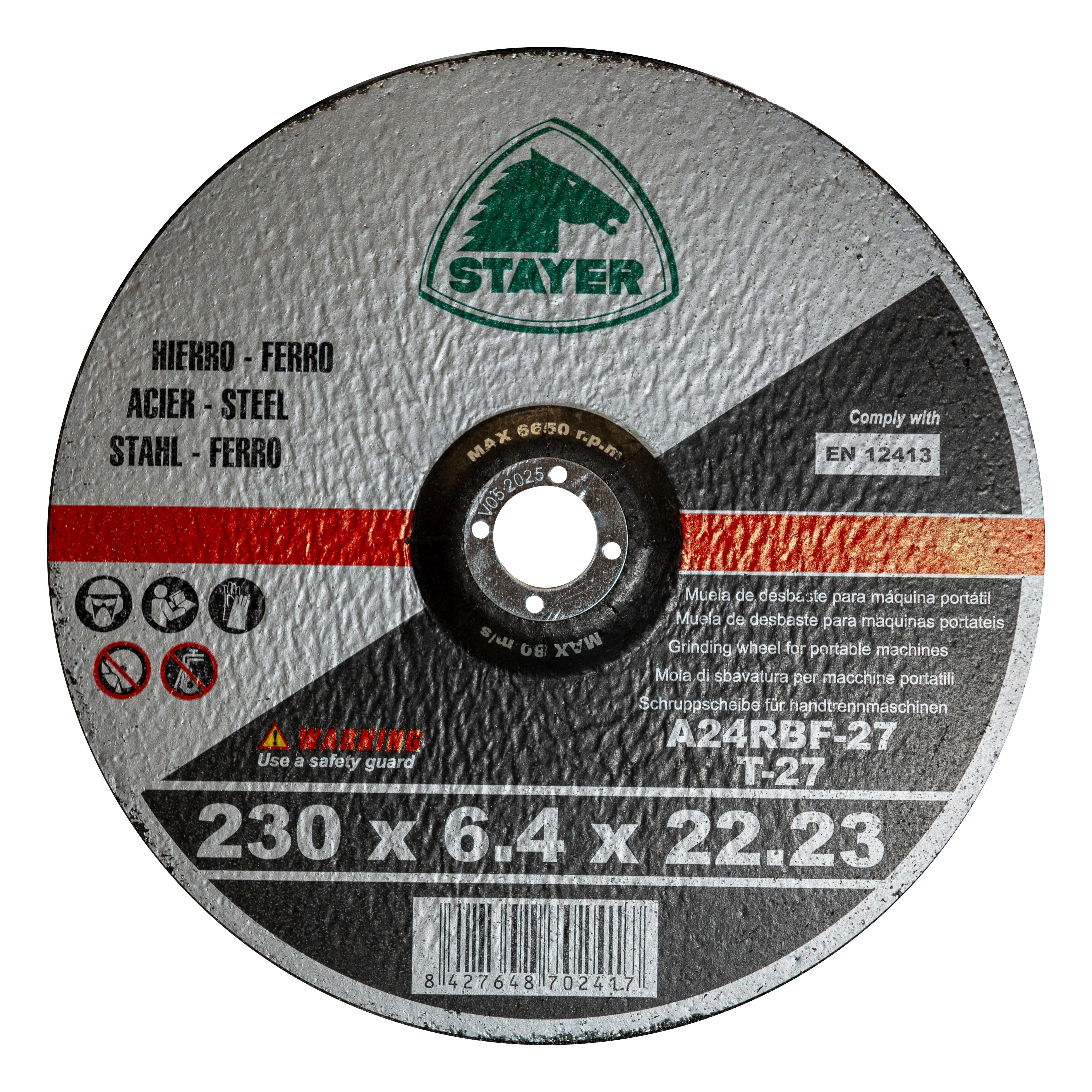 DISCO AMOLADORA DESBASTE METAL 230MM STAYER - 3