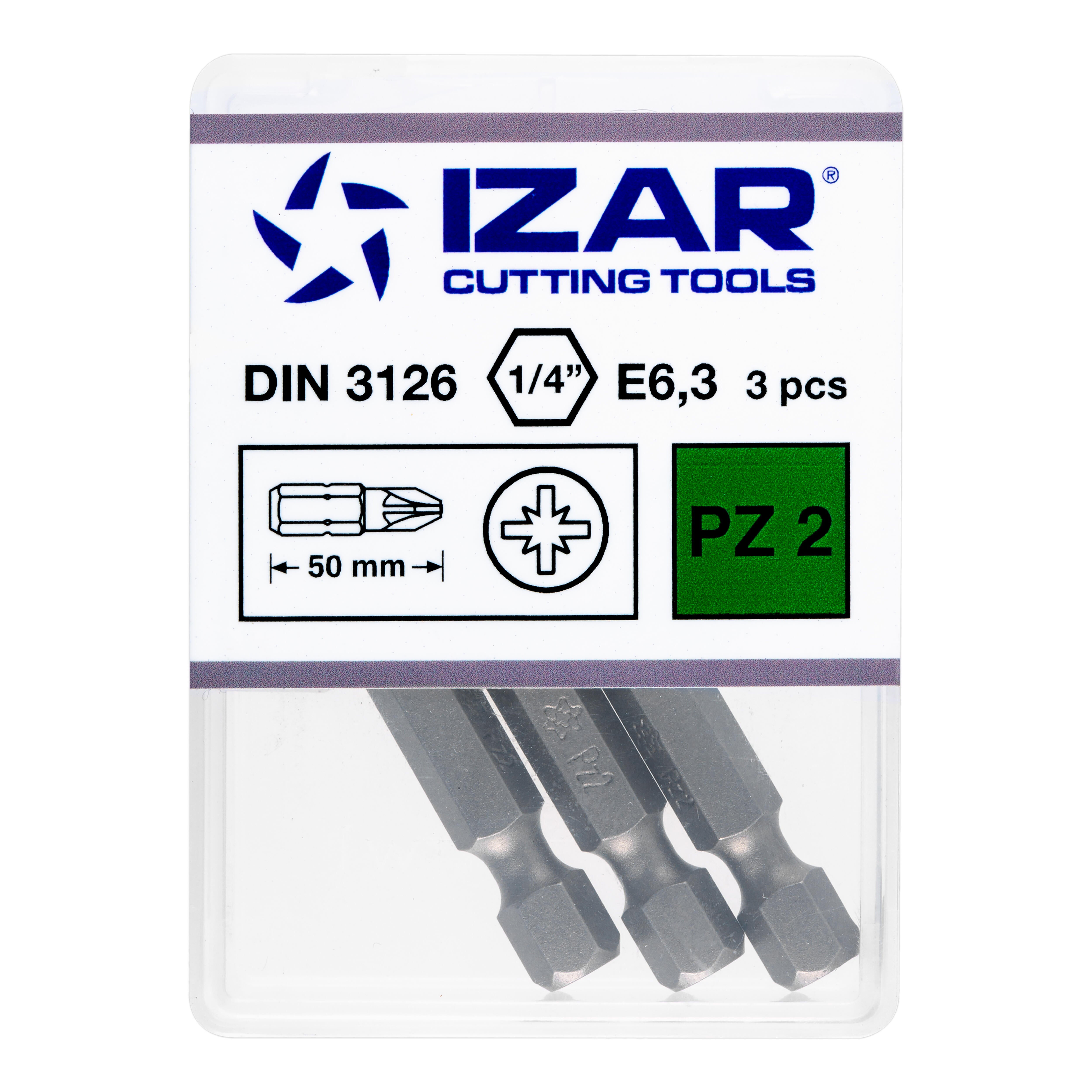 PUNTAS PARA ATORNILLADOR POZIDRIVE PZ2 LARGA L50 IZAR 3 UDS - 3