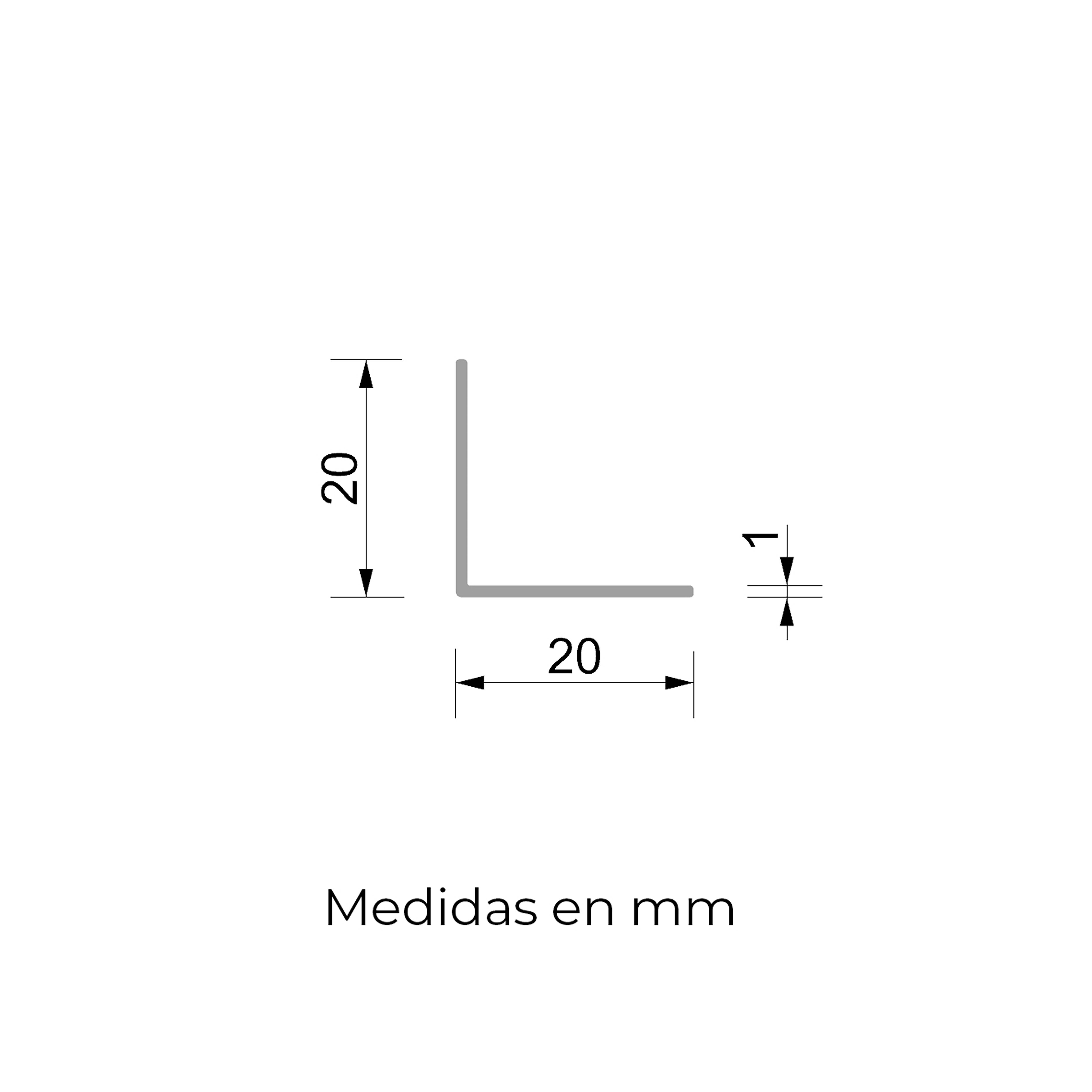 ANGULO PVC GRIS 20X20X1MM 2,6M - 4