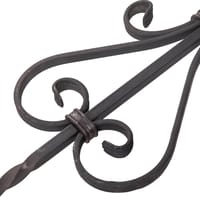 BARRA DE HIERRO FORJADO MARTILLADO DECORATIVO DOS RIZOS Y DIBUJO CENTRAL  900X174X12MM - 6